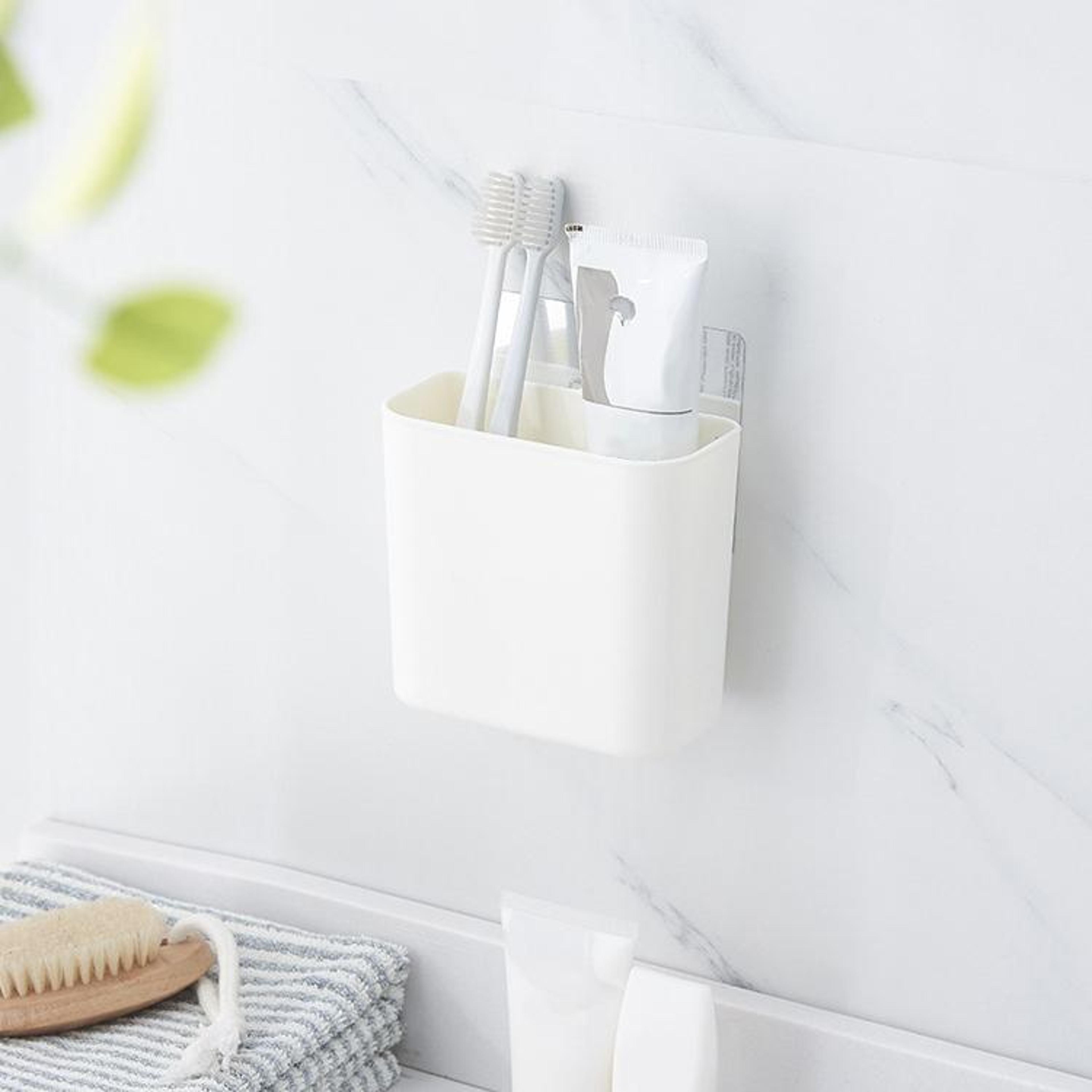Wall Mounted Toothbrush Holder  Bathroom Storage Rack With Suction Cup Organizer 3