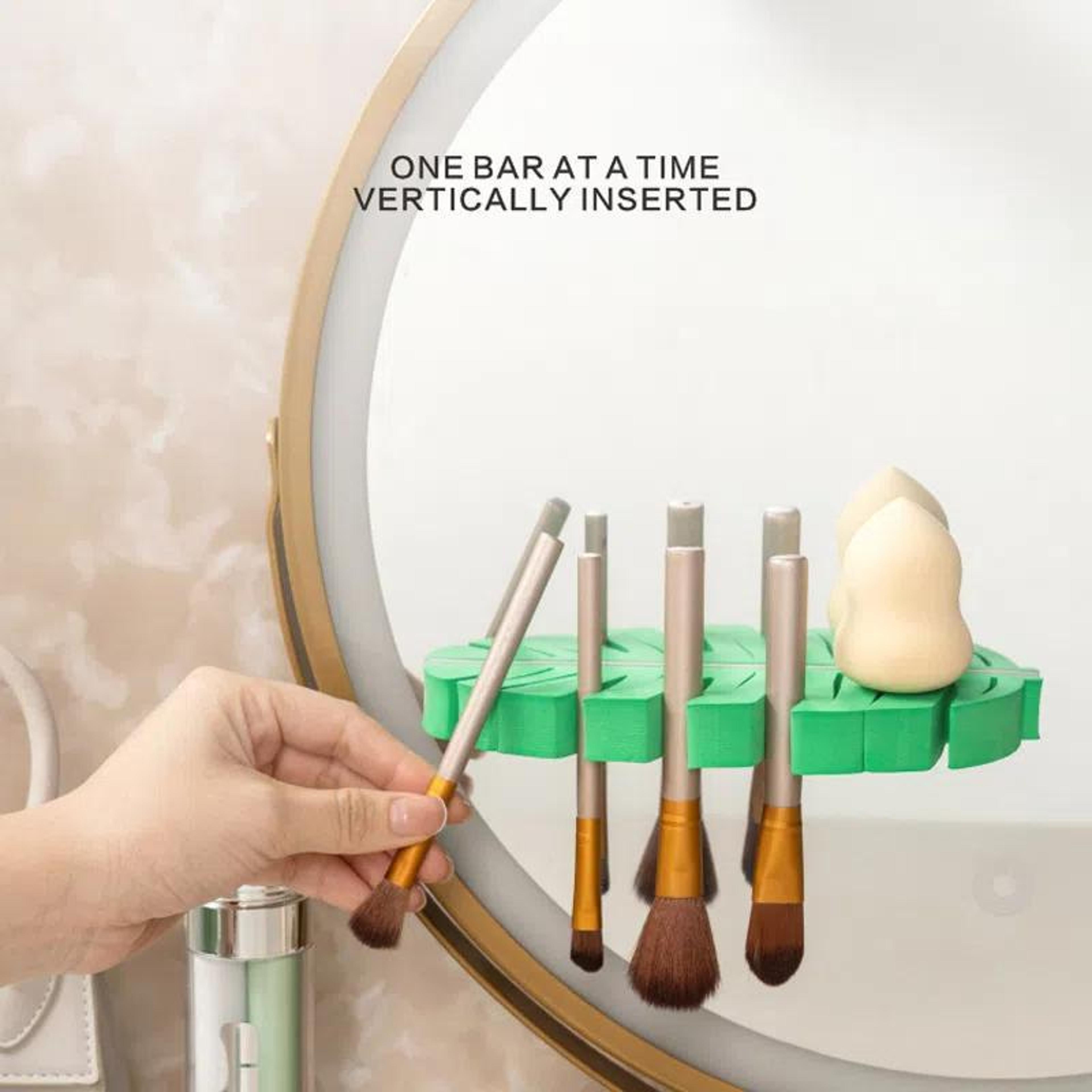 Makeup Brush Drying Rack With Self Adhesive Bathroom Organizer 3