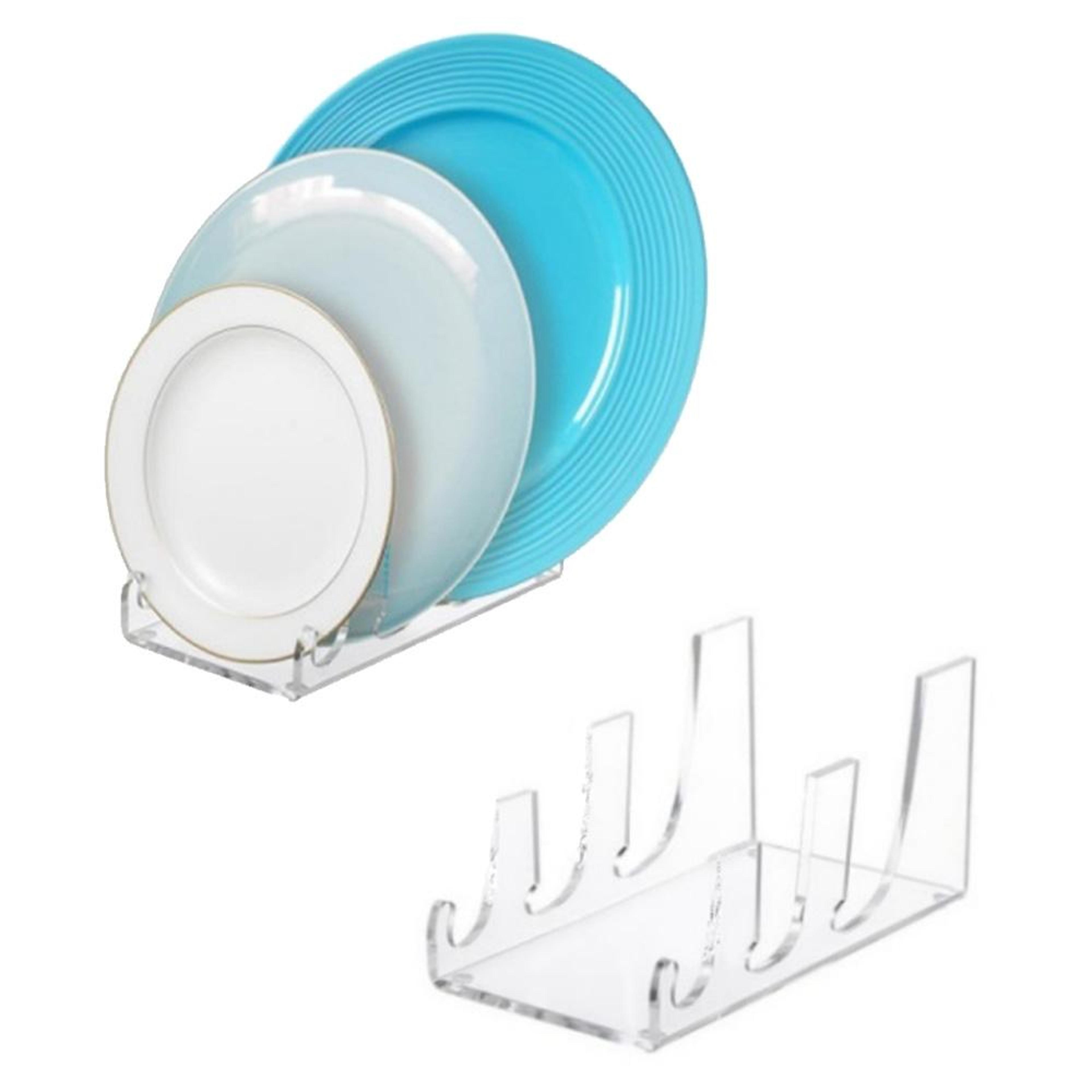 Acrylic Plate Organizer  Tableware Display Rack For Kitchen Cabinets 5