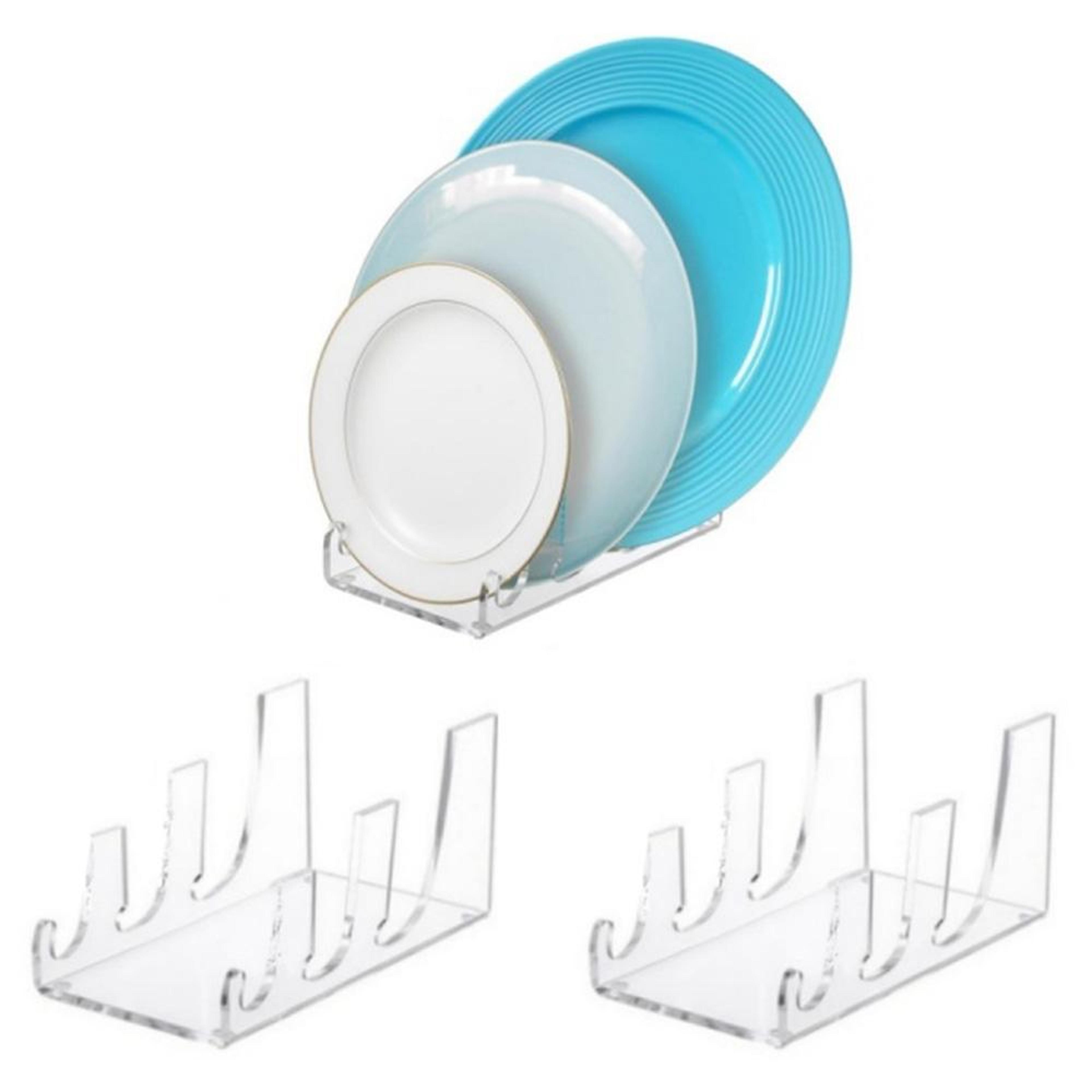 Acrylic Plate Organizer  Tableware Display Rack For Kitchen Cabinets 6