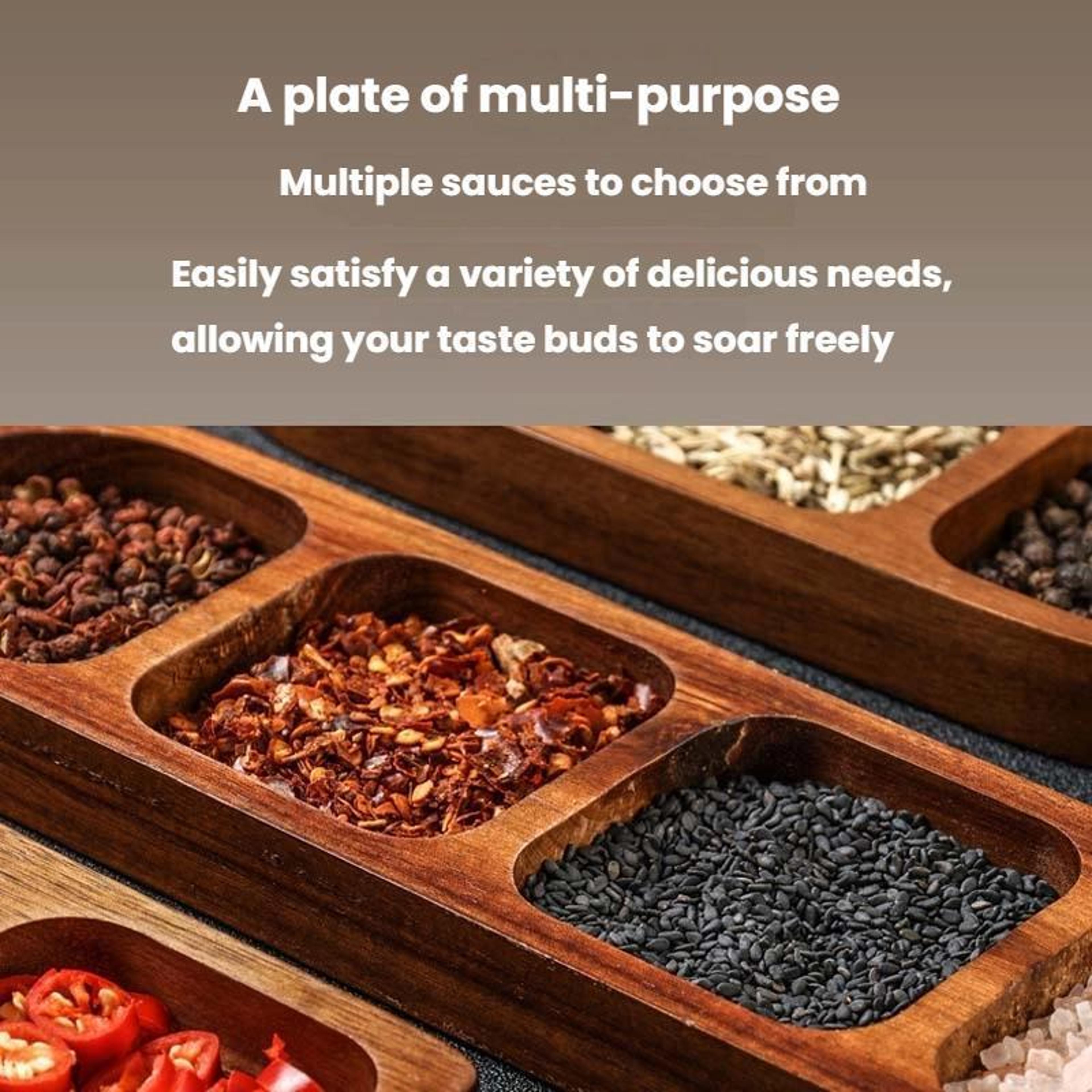 Premium Solid Wood Dipping Dish  Wooden Sauce Plate For BBQ  Hot Pot 1