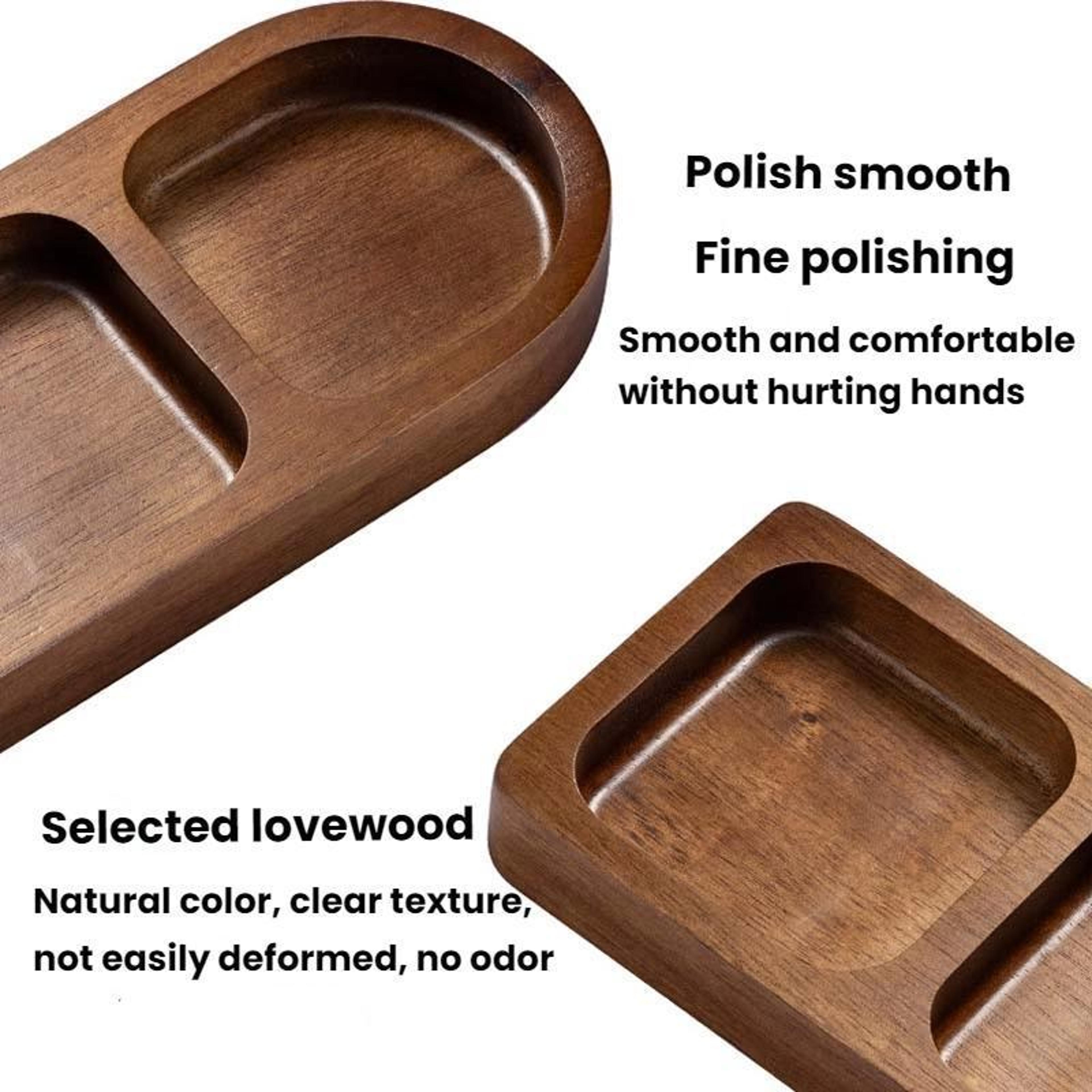 Premium Solid Wood Dipping Dish  Wooden Sauce Plate For BBQ  Hot Pot 4
