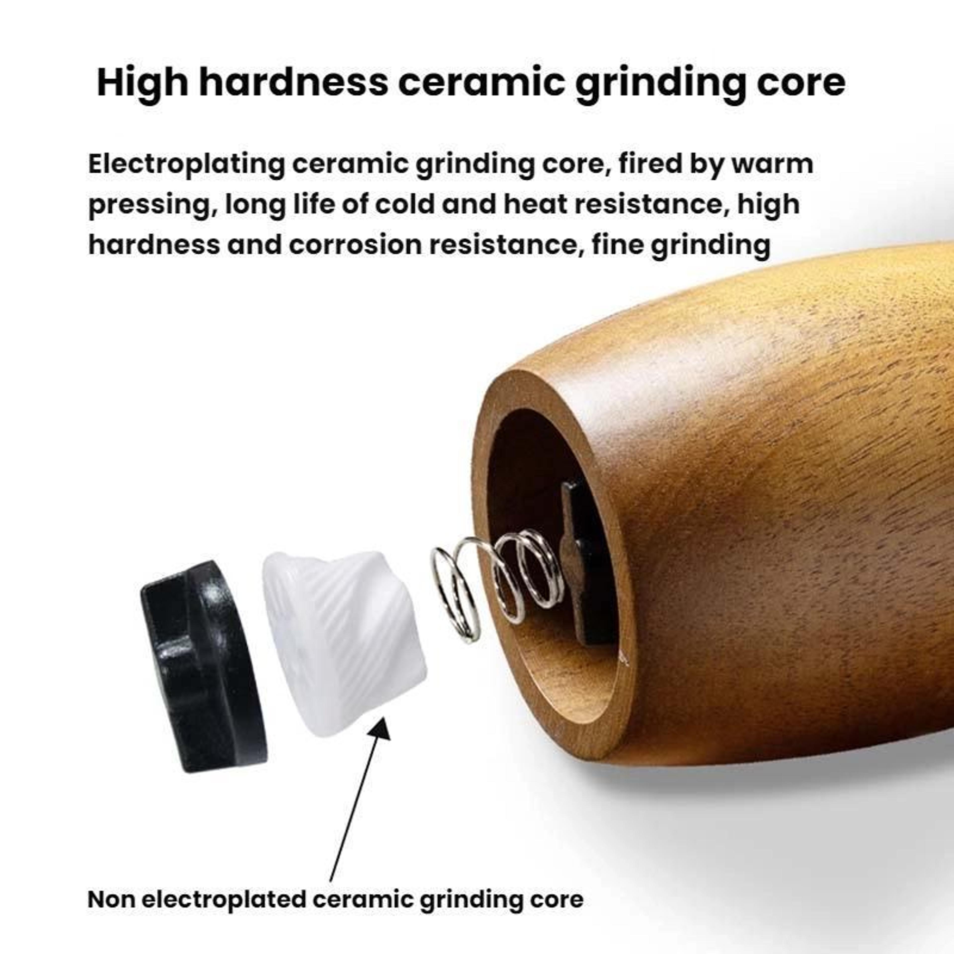 Wood Adjustable Pepper Grinder With Ceramic Core Manual Spice Mill 4