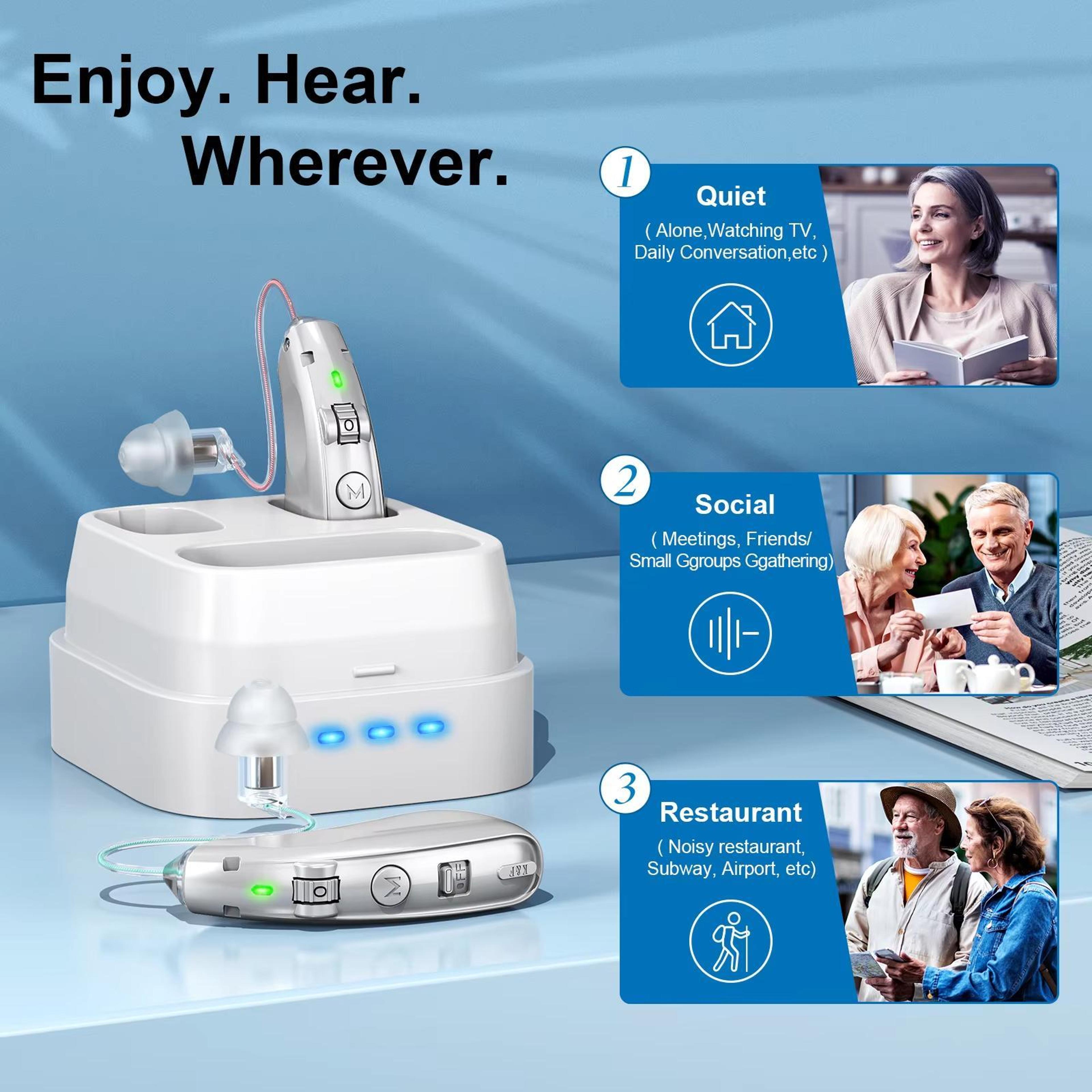 Premium Rechargeable Hearing Amplifier With Charging Case All Day Noise Reduction Hearing Enhanceme 4