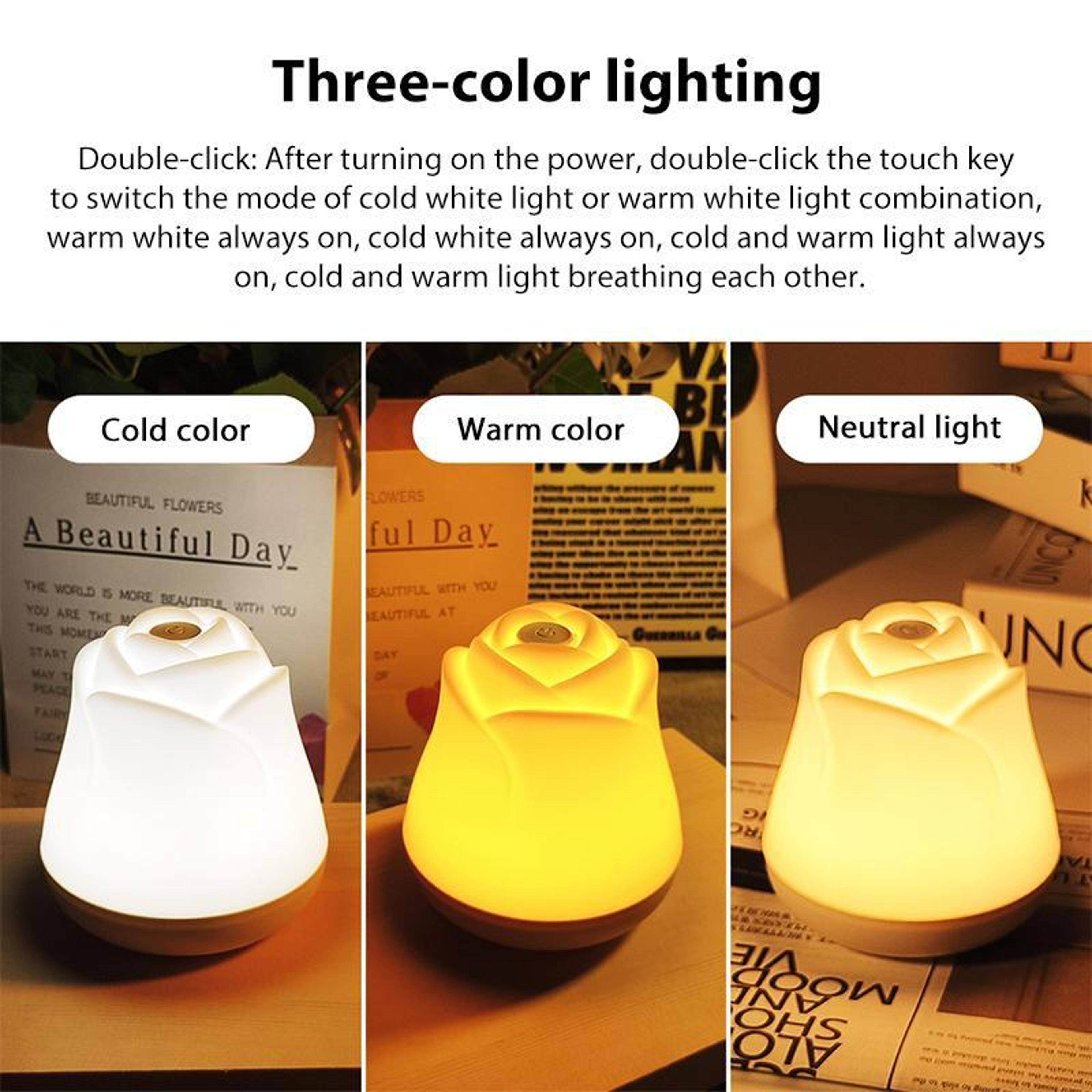 Rose Glow Touch Control Night Light With Adjustable Brightness  3 Color Modes 7