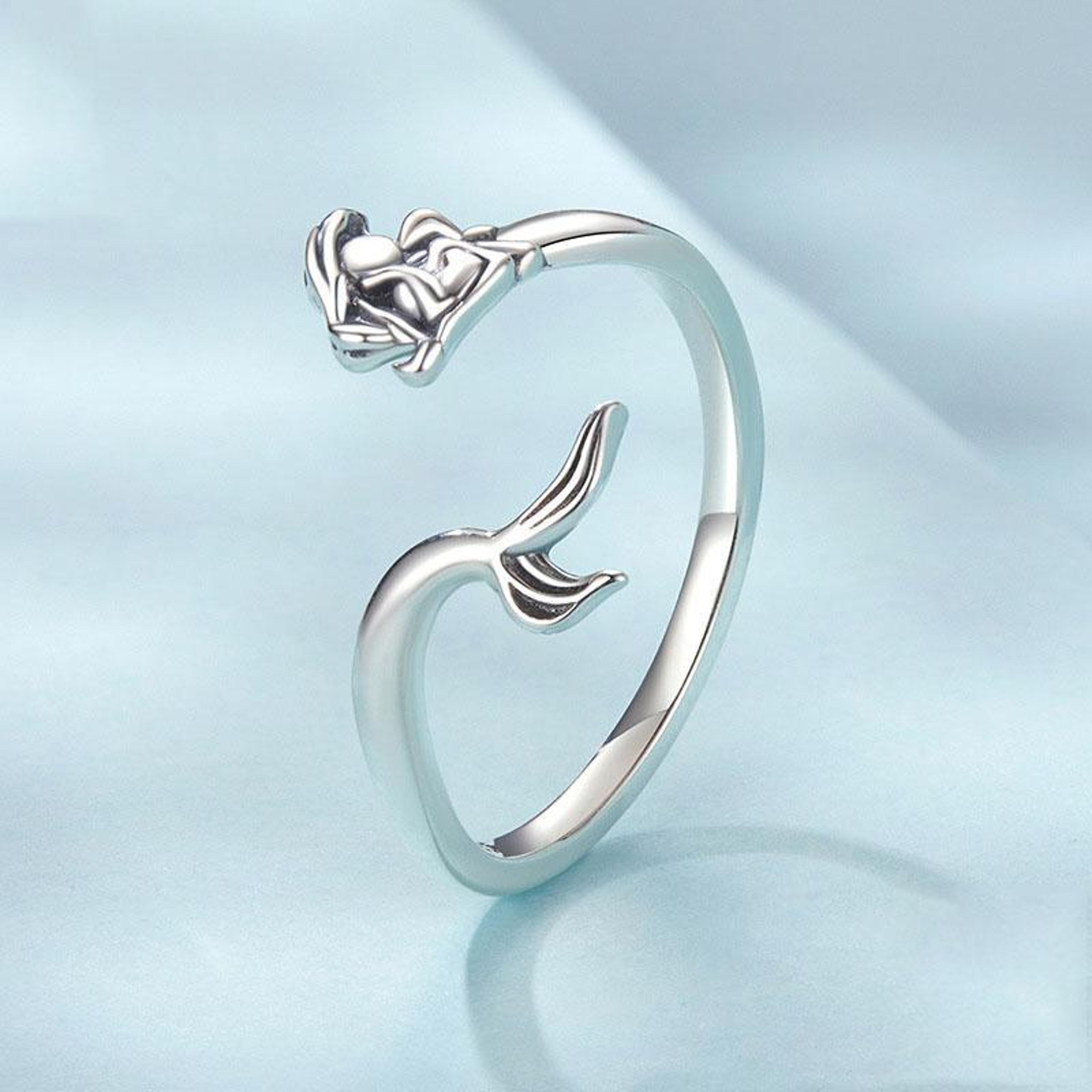 Ocean Siren Sterling Silver Mermaid Adjustable Ring For Women 2
