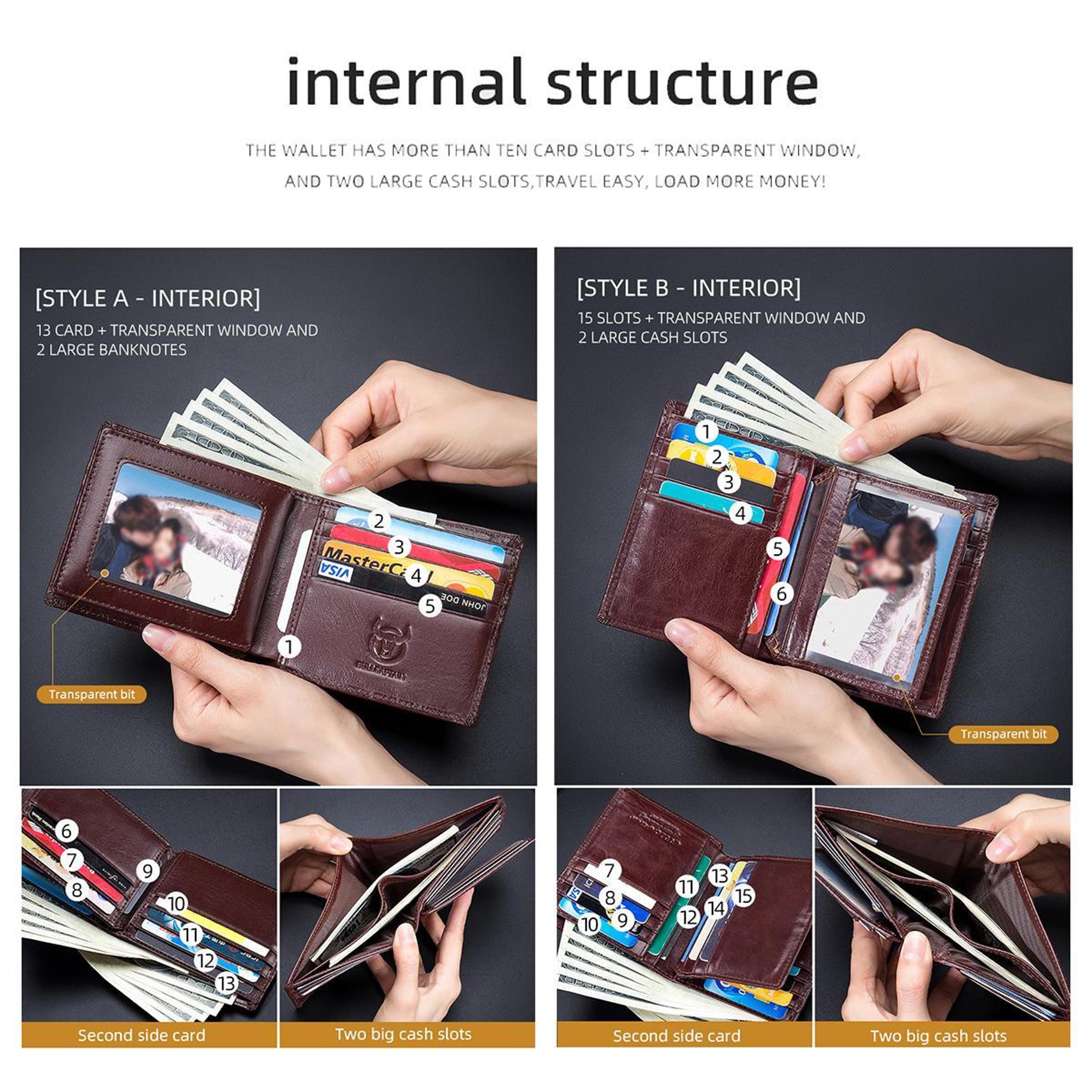 RFID Leather Wallet Top Grain Cowhide MultiCard Organizer Wallet 3
