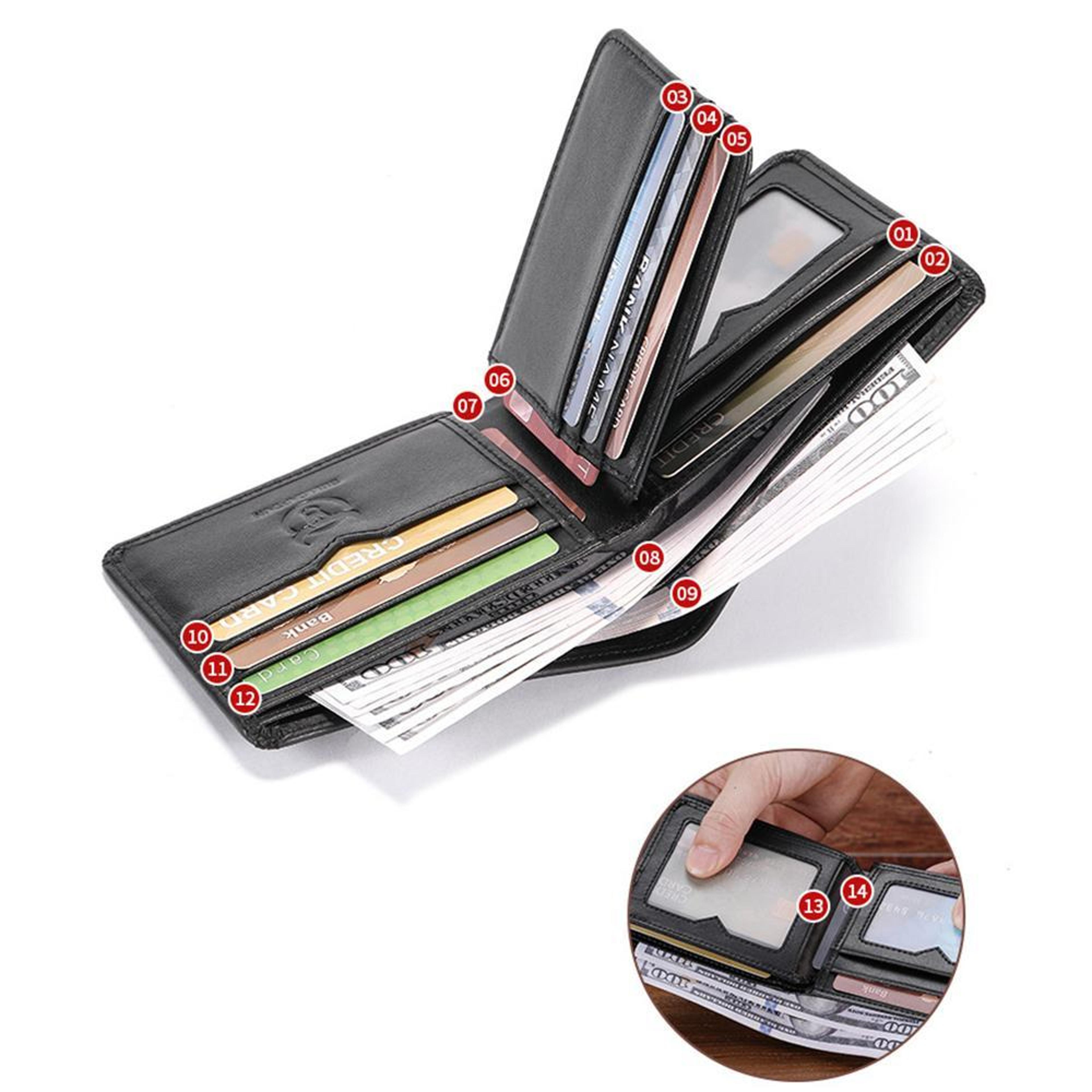 RFID Blocking Genuine Cowhide Wallet With MultiCard Storage  AntiTheft Protection 3