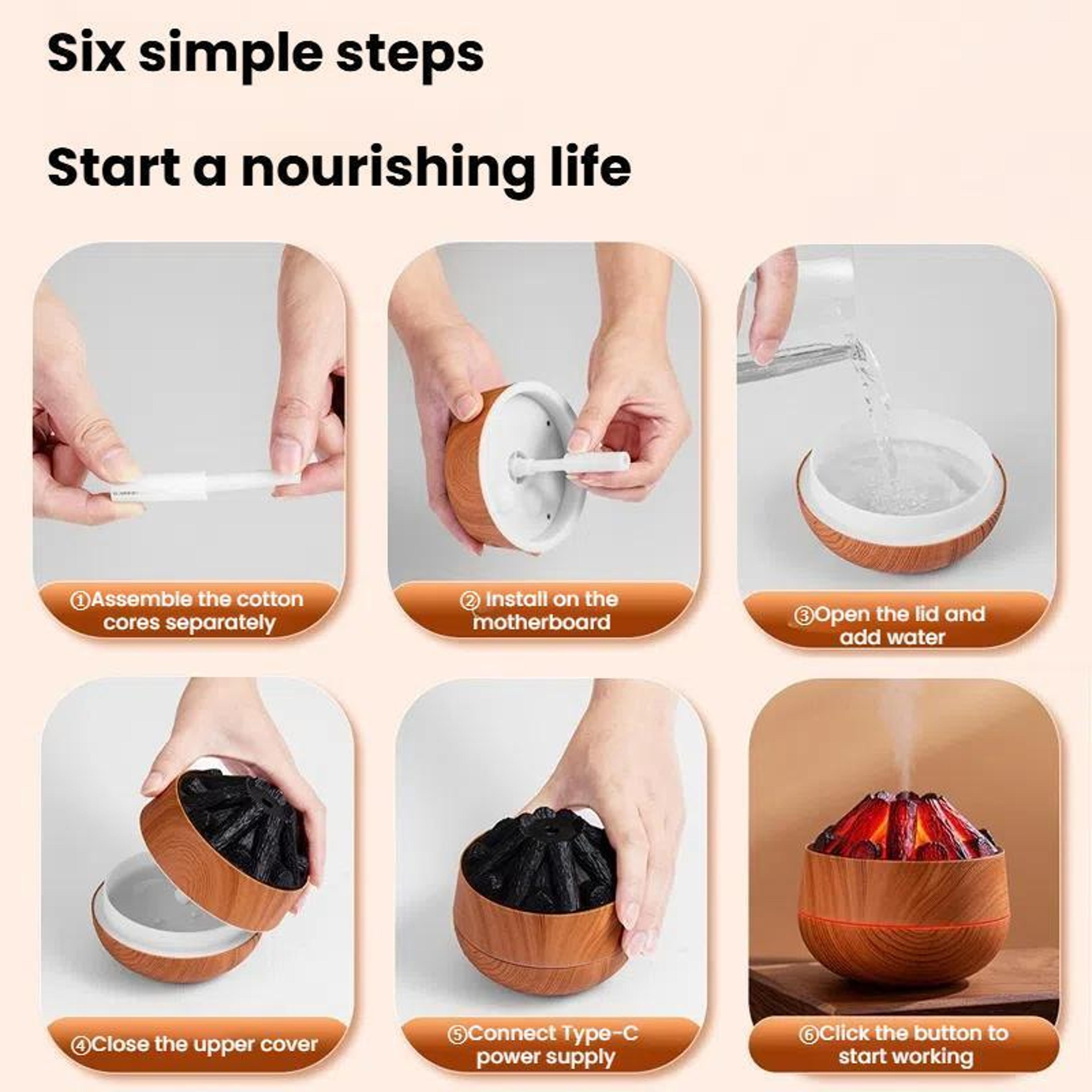 USB Flame Humidifier With Ambient Night Light  Cool Mist 6