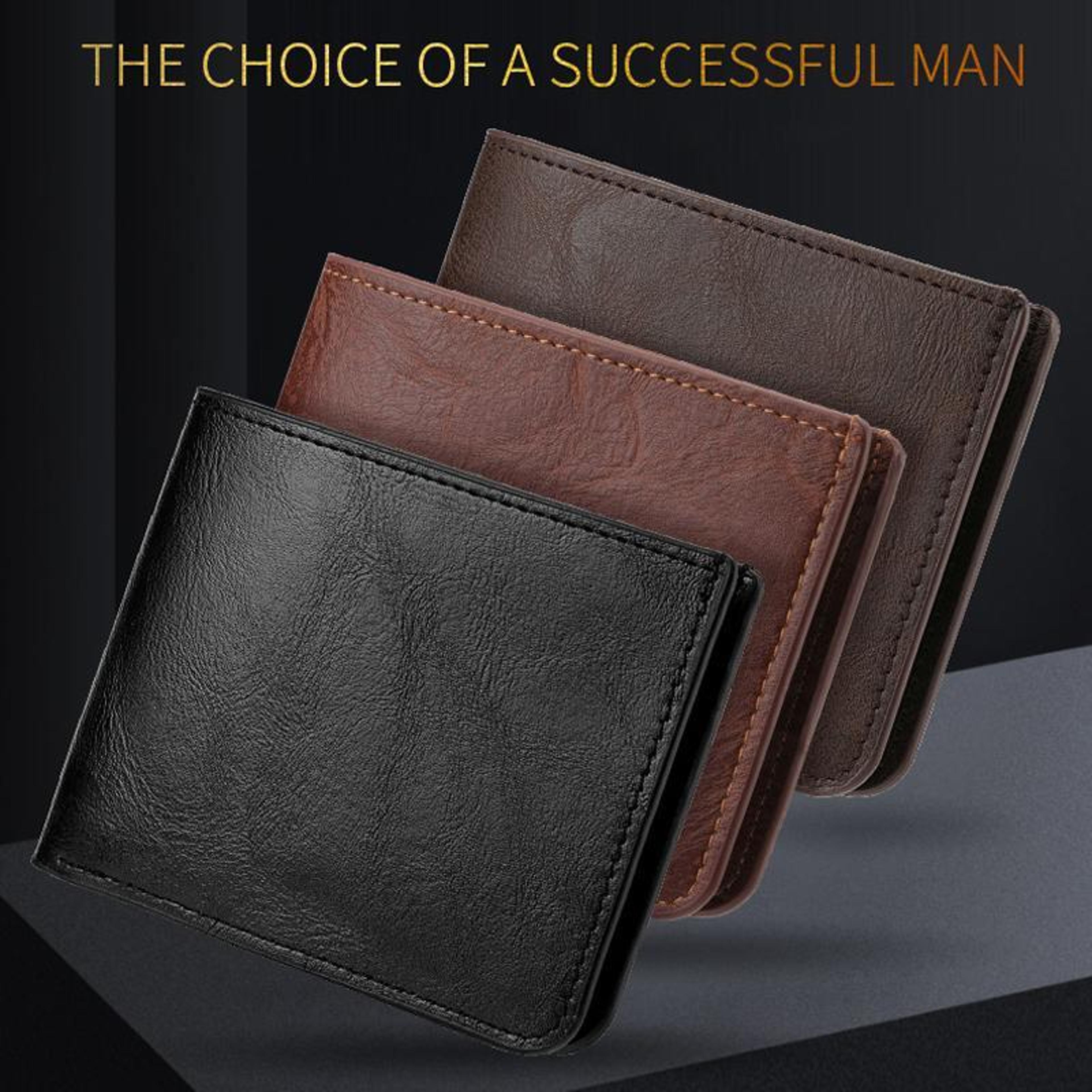 Vintage PU Leather Bifold Wallet For Men With ID Window Card Holder  Zipper Coin Pocket 0
