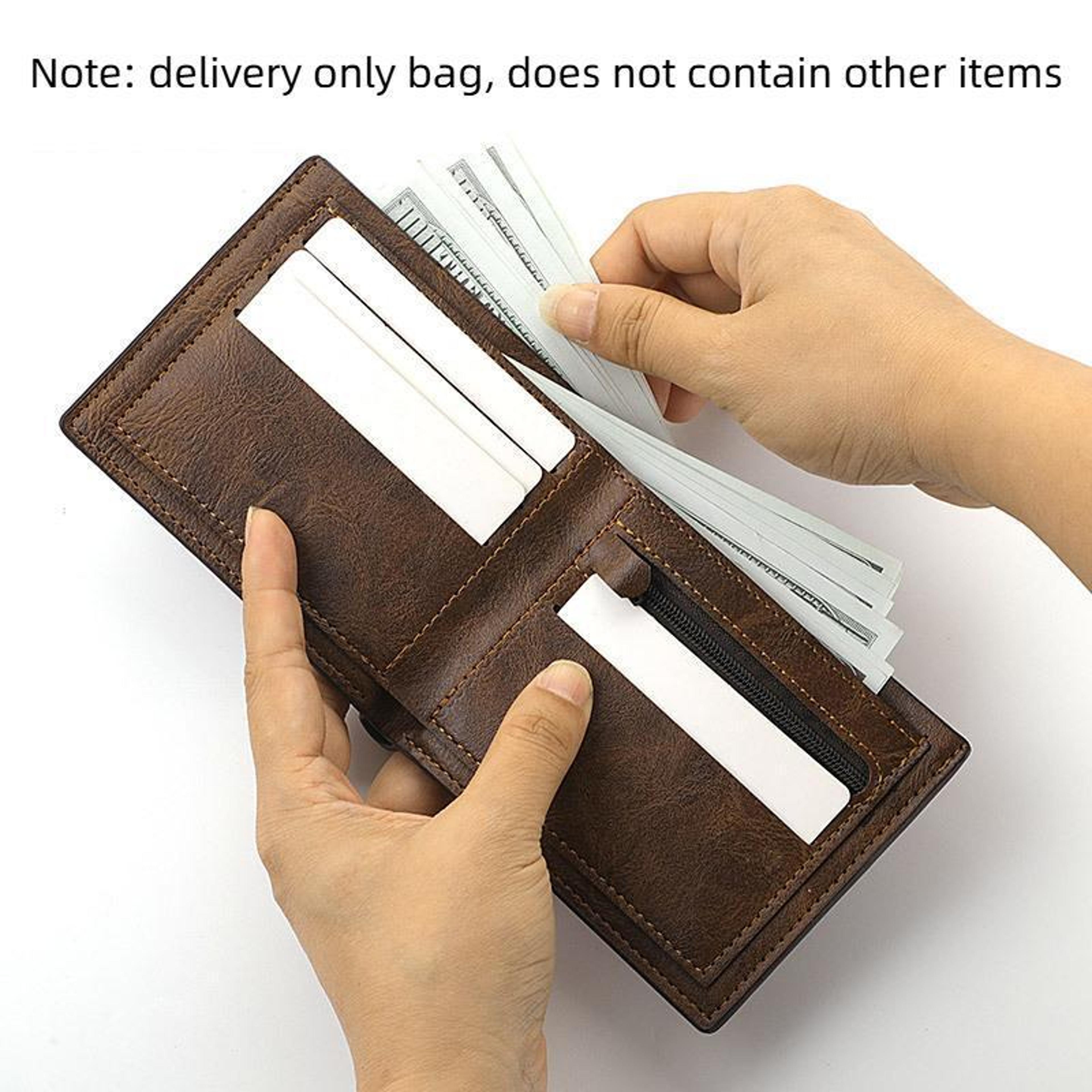 Men Retro PU Leather Wallet With Zipper Pocket  Card Holder 6