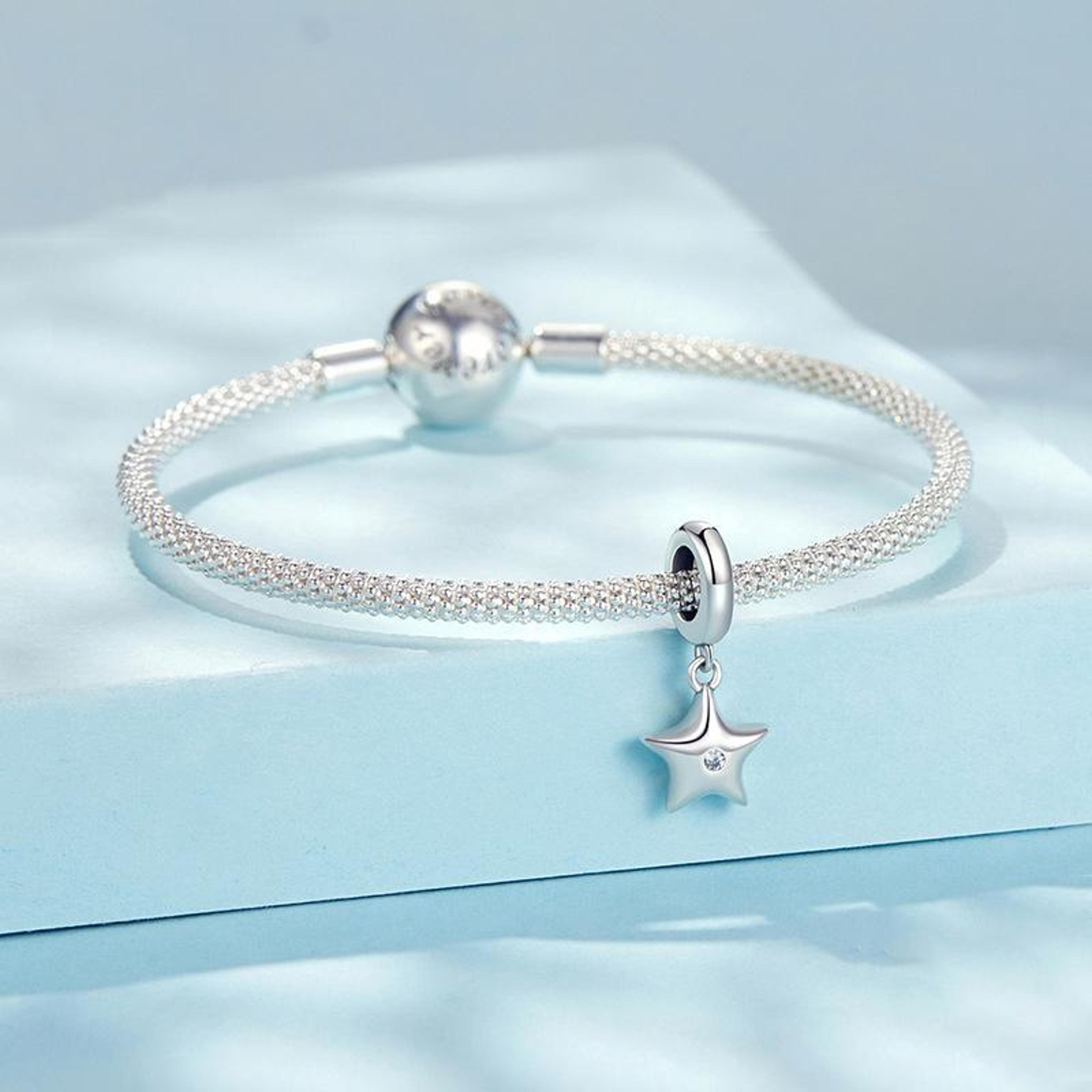 Celestial Star Sparkle Sterling Silver DIY Charm Bead For Bracelet Making 1