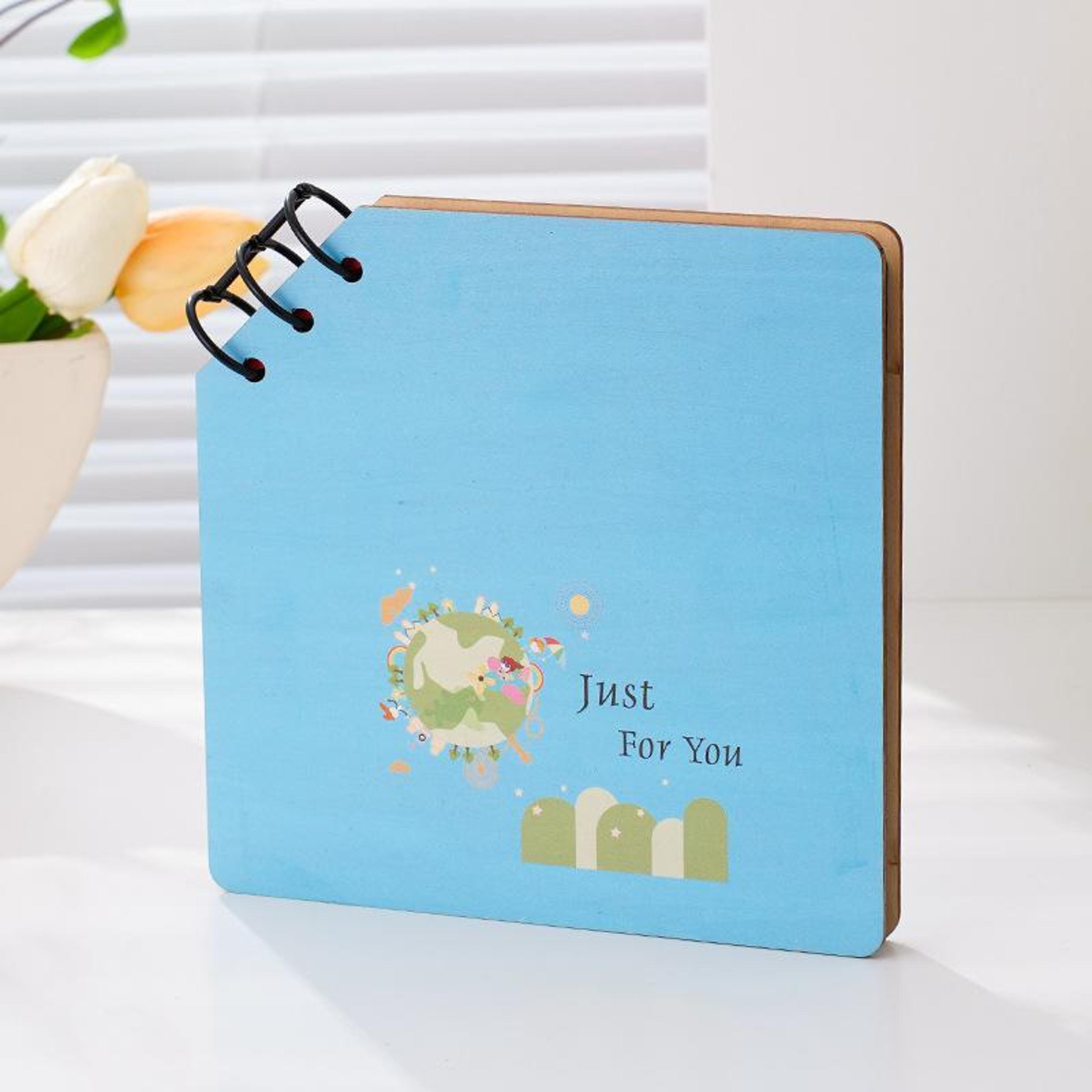 Wooden Baby Memory Photo Album Scrapbook DIY Kids Growth Keepsake Photo Book 12
