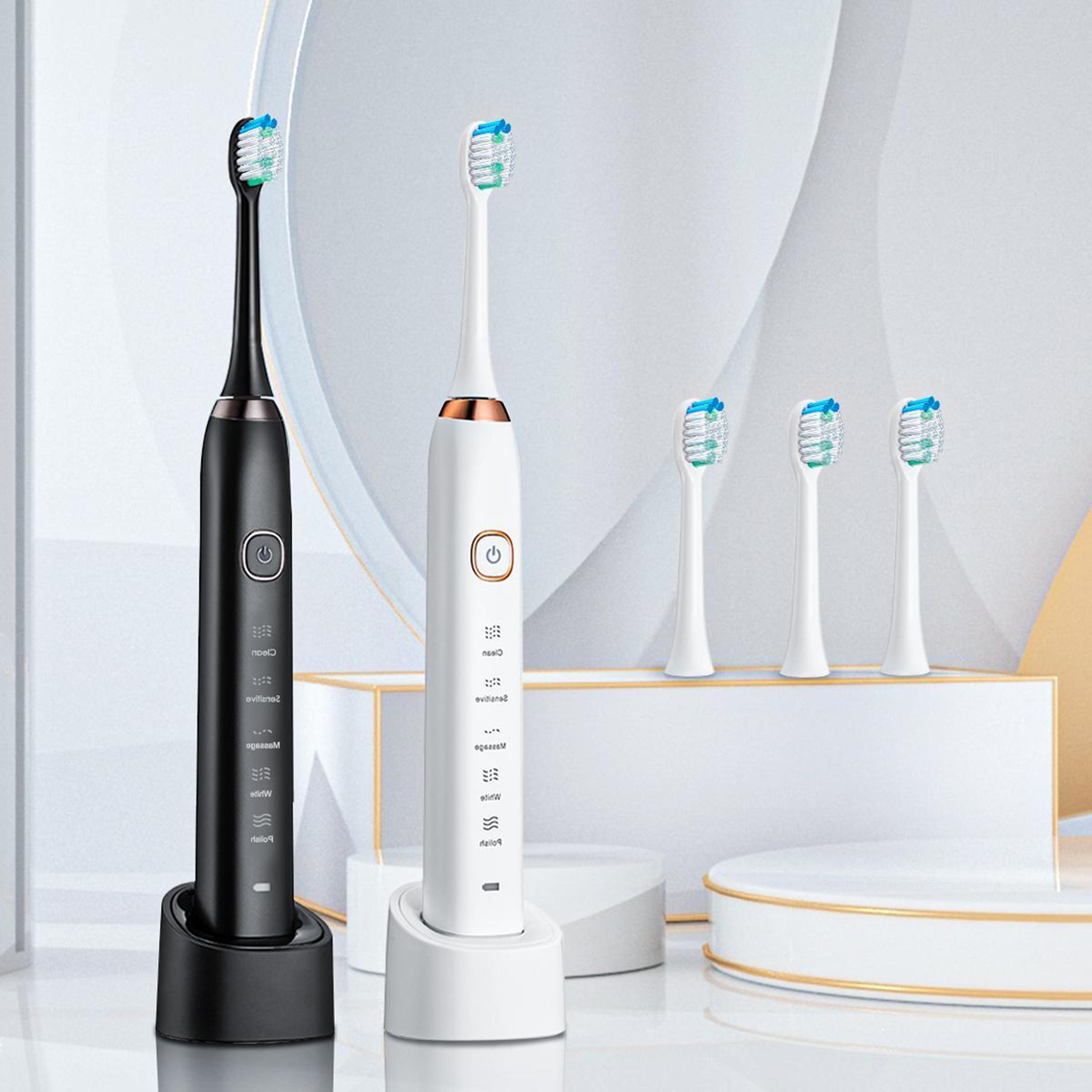 portable sonic electric toothbrush with 8 brush heads & smart timer