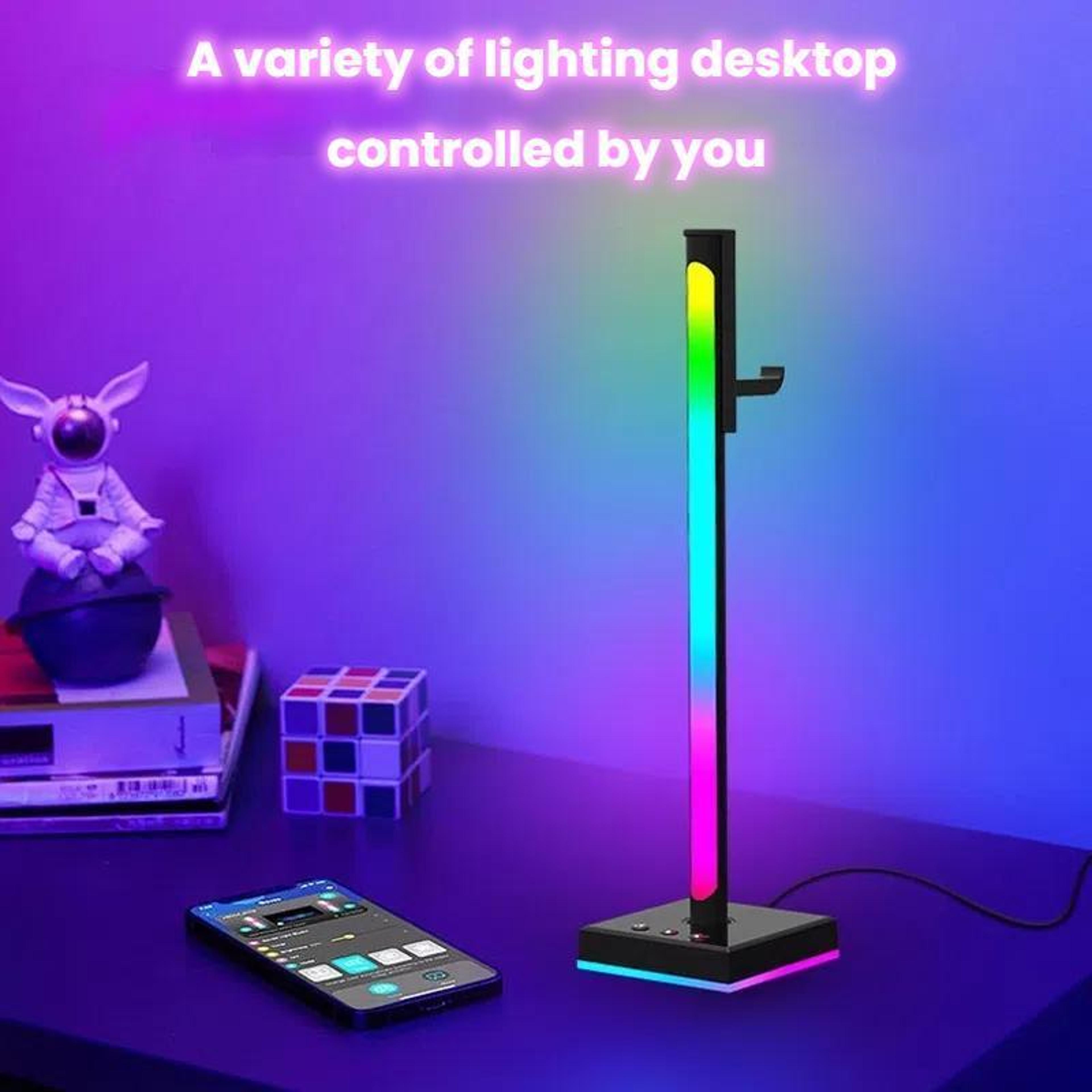 RGB Headphone Stand With Music Sync Ambient Light  Smart Desktop Organizer 6