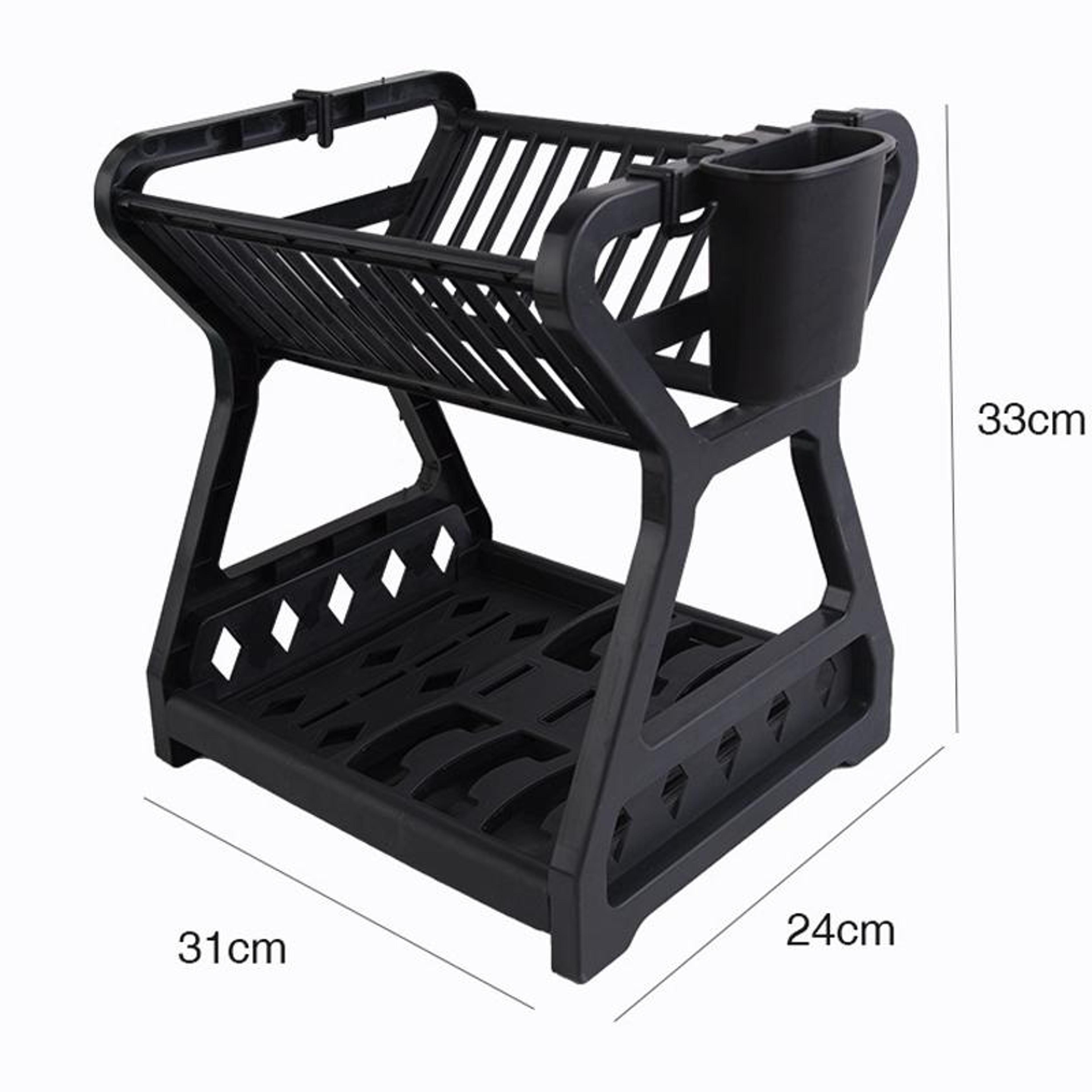 2 Tier Dish Drying Rack With Utensil Holder  Removable Drain Tray 2