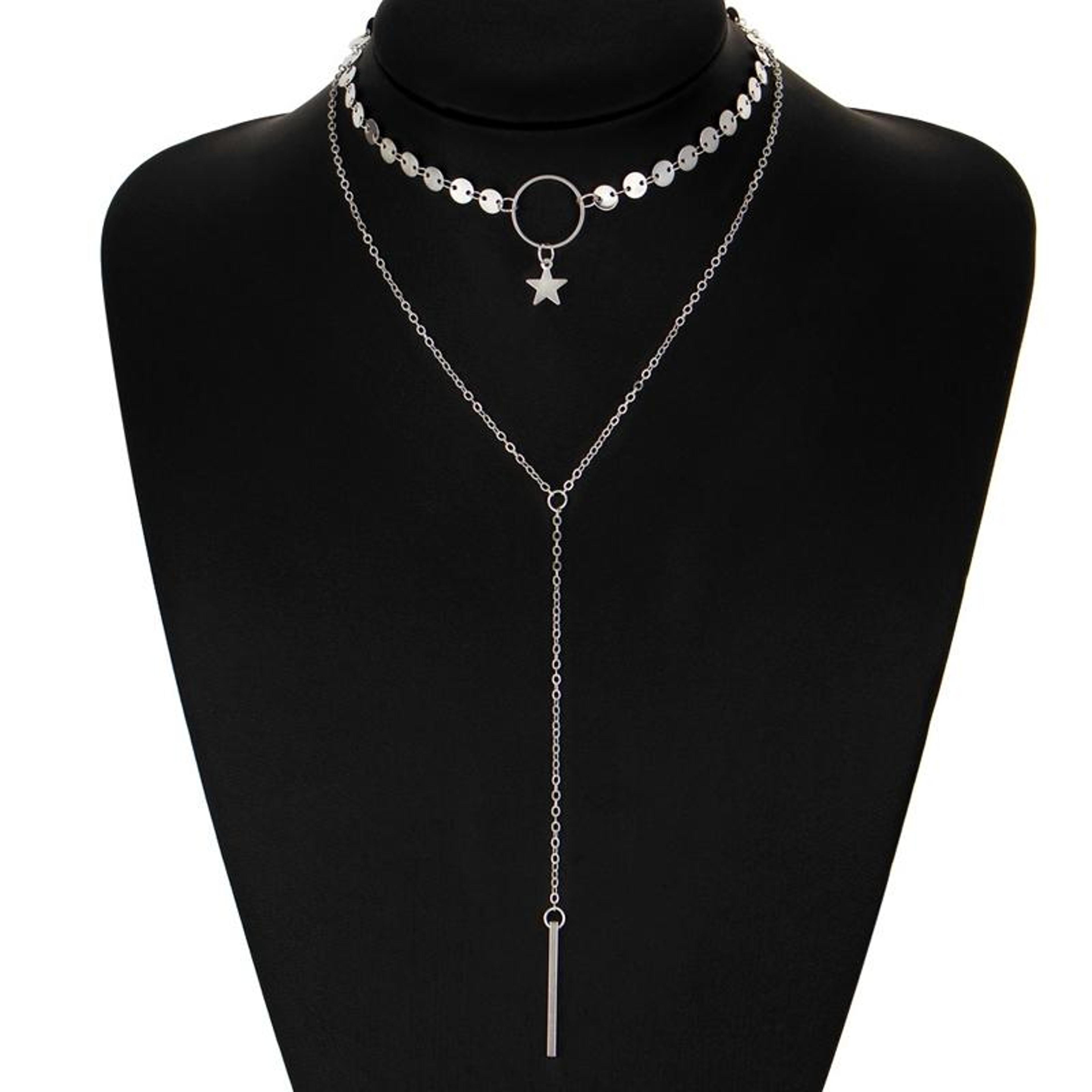 Celestial Star Tassel Layered Necklace For Women Double Layer Clavicle Chain 6