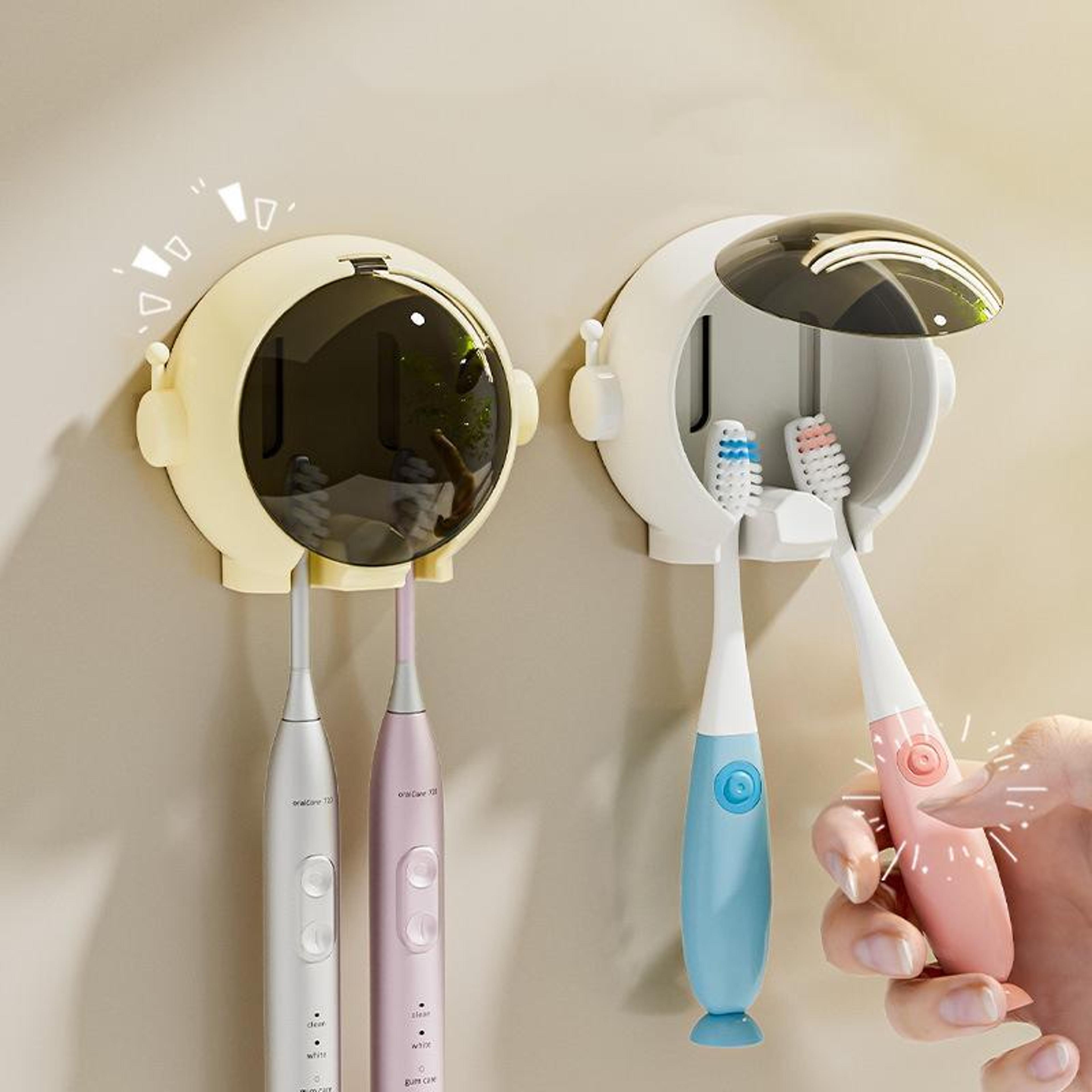 cartoon wall mounted toothbrush holder shelf, no-drill bathroom organizer rack