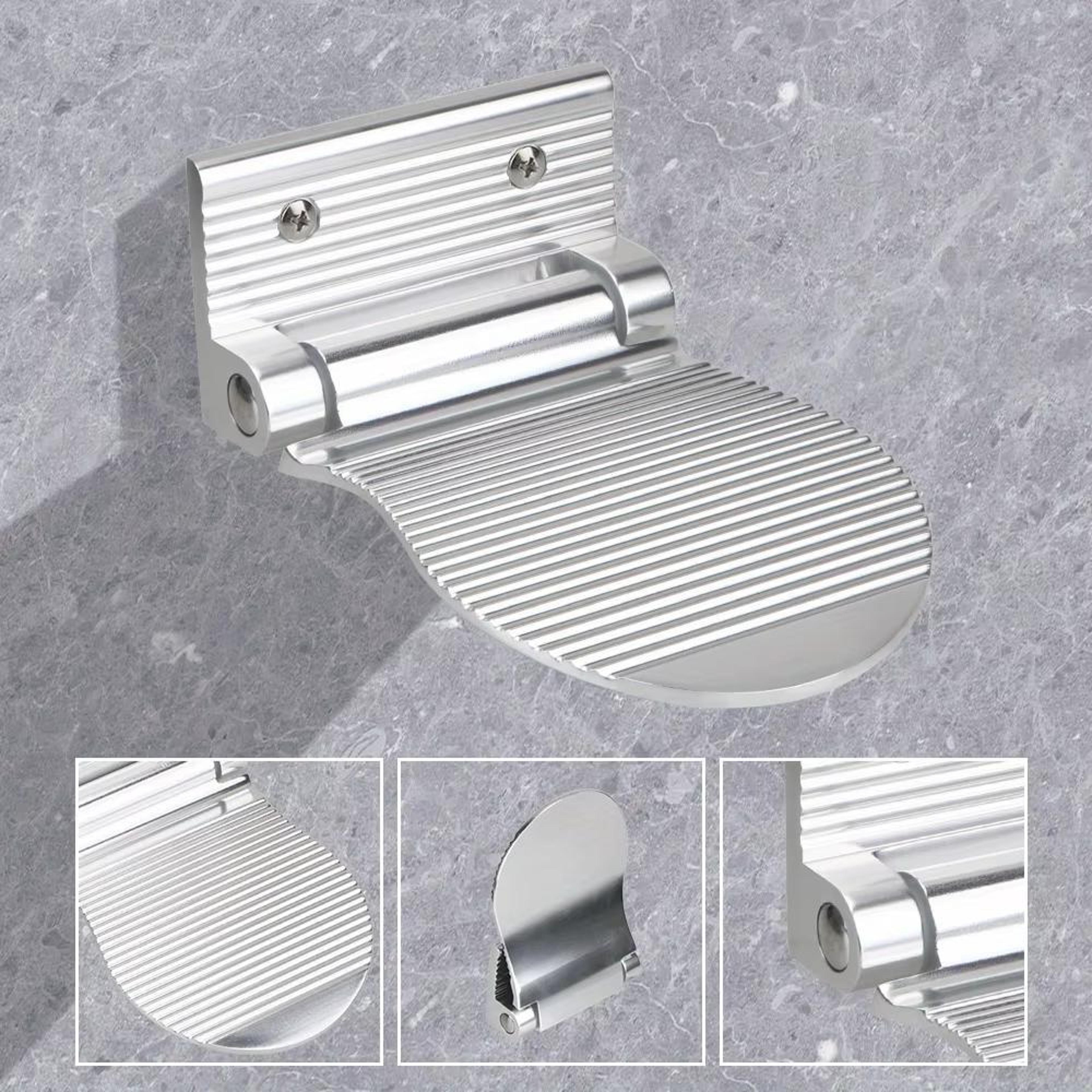 Space Aluminum Bathroom Step Stool AntiSlip Shower Footrest For Pregnant Women  ElderlyBlack 2
