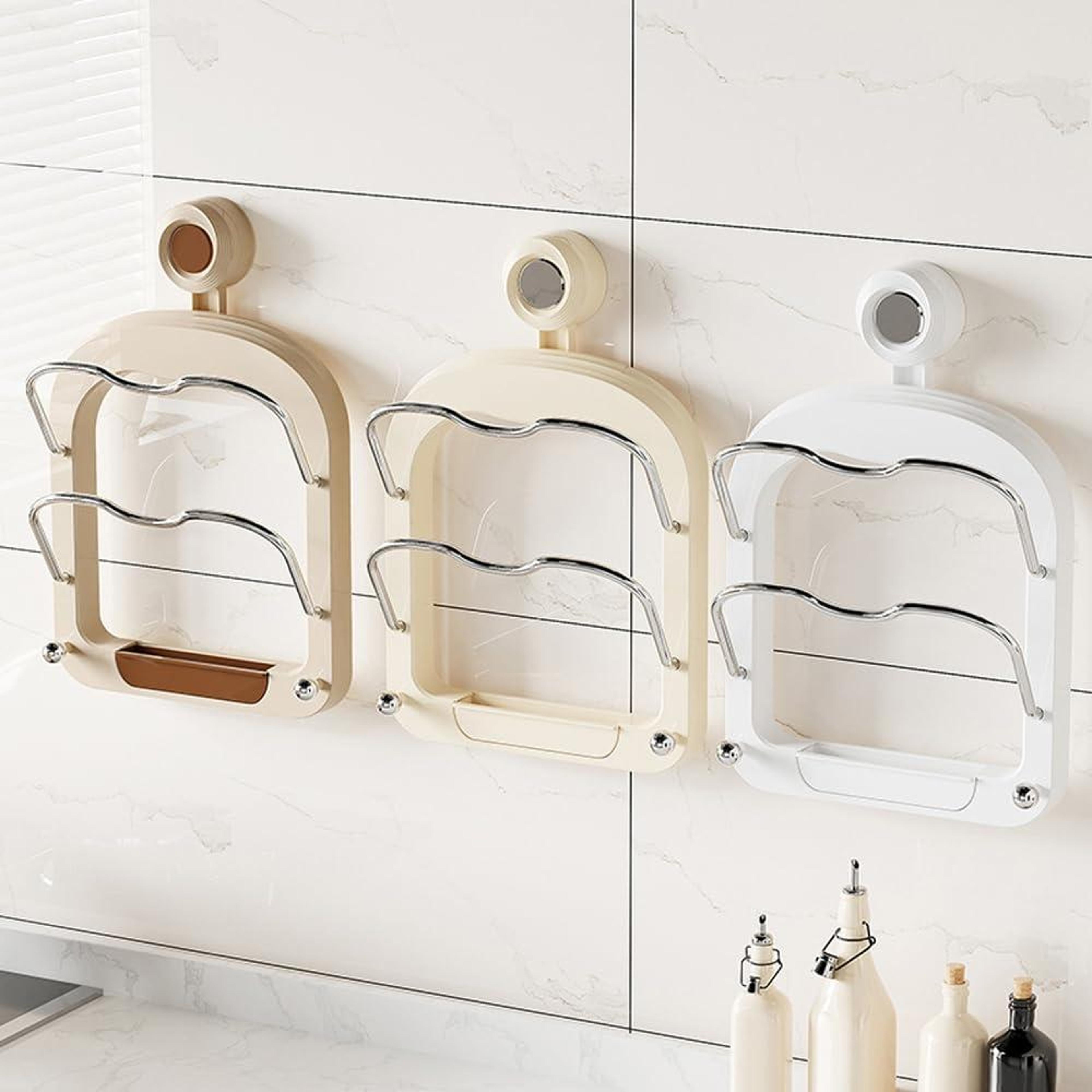 Double Layer Pot Lid Holder Wall Mount With No Drill Kitchen Organizer  Suction Cup Rack 1