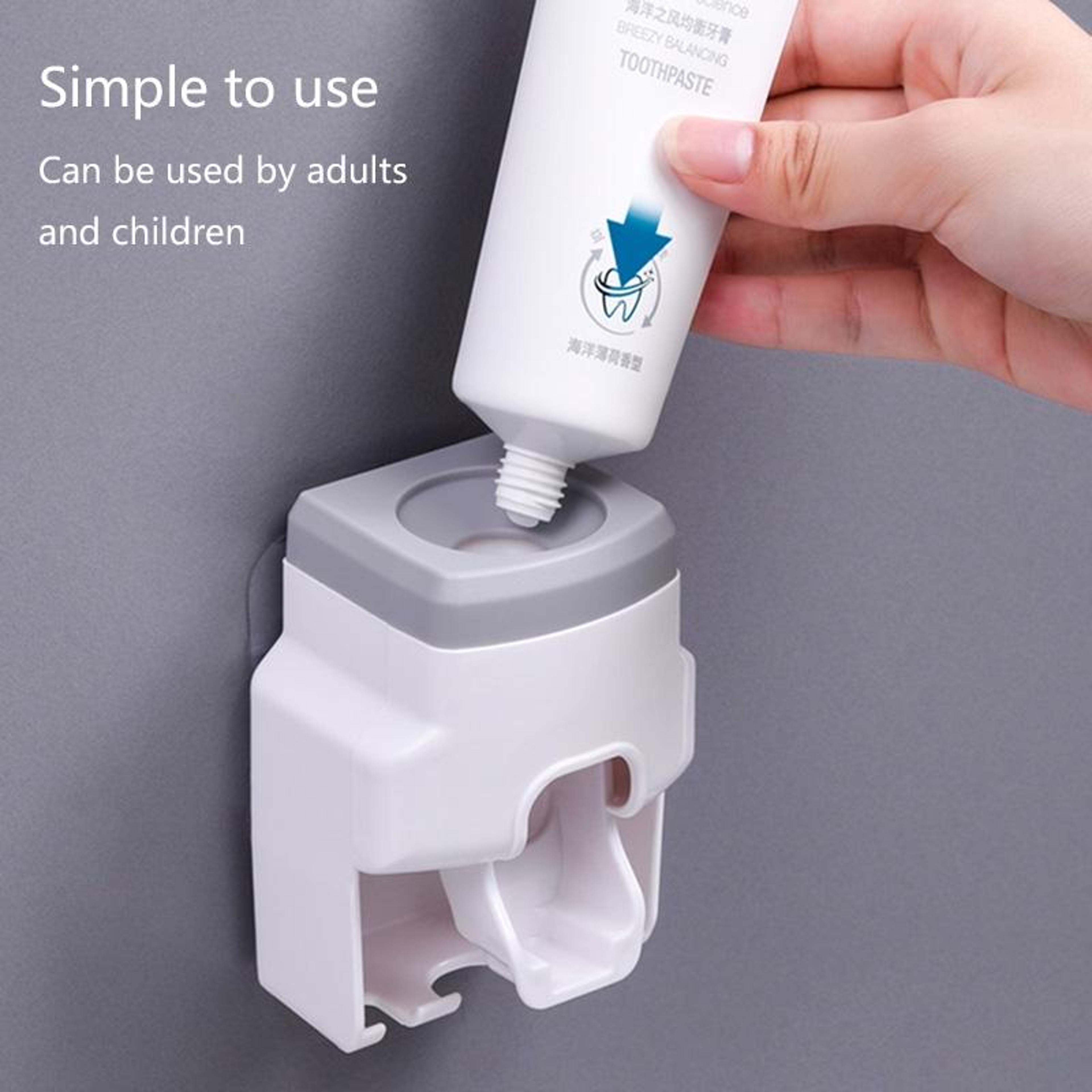 2PCS Automatic Toothpaste Dispenser  Wall Mounted Toothbrush Holder Set 3