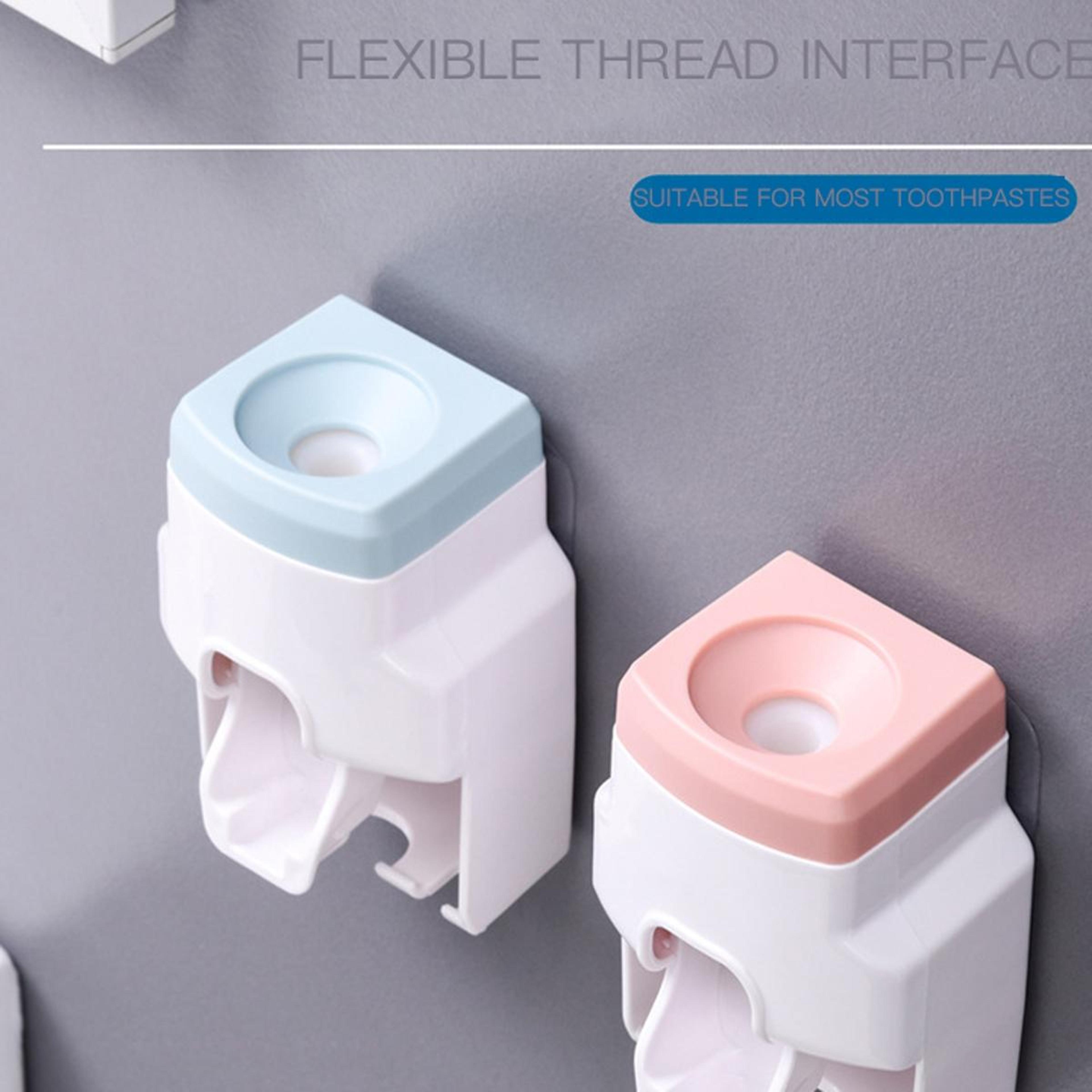 2PCS Automatic Toothpaste Dispenser  Wall Mounted Toothbrush Holder Set 4