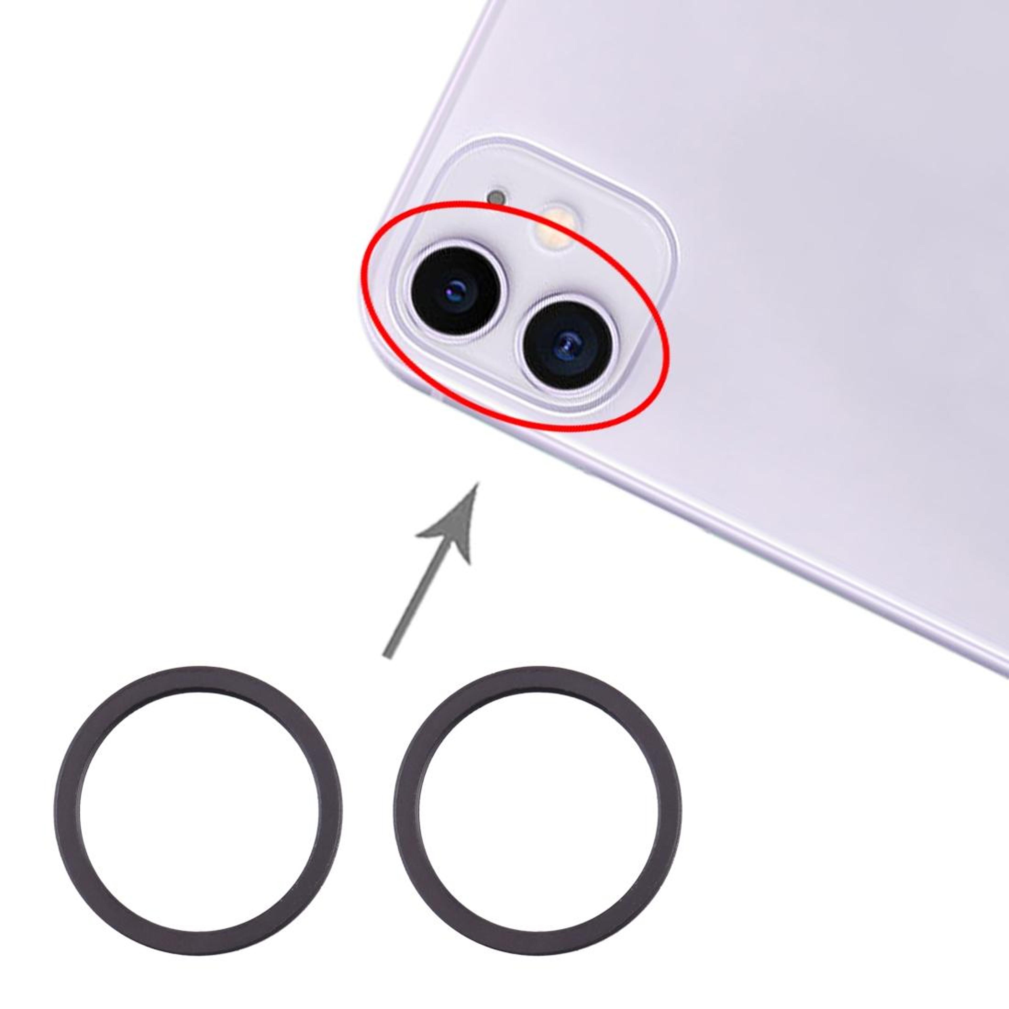 IPhone 11 Rear Camera Lens Metal Protector Ring Replacement Set 2 PCS 1