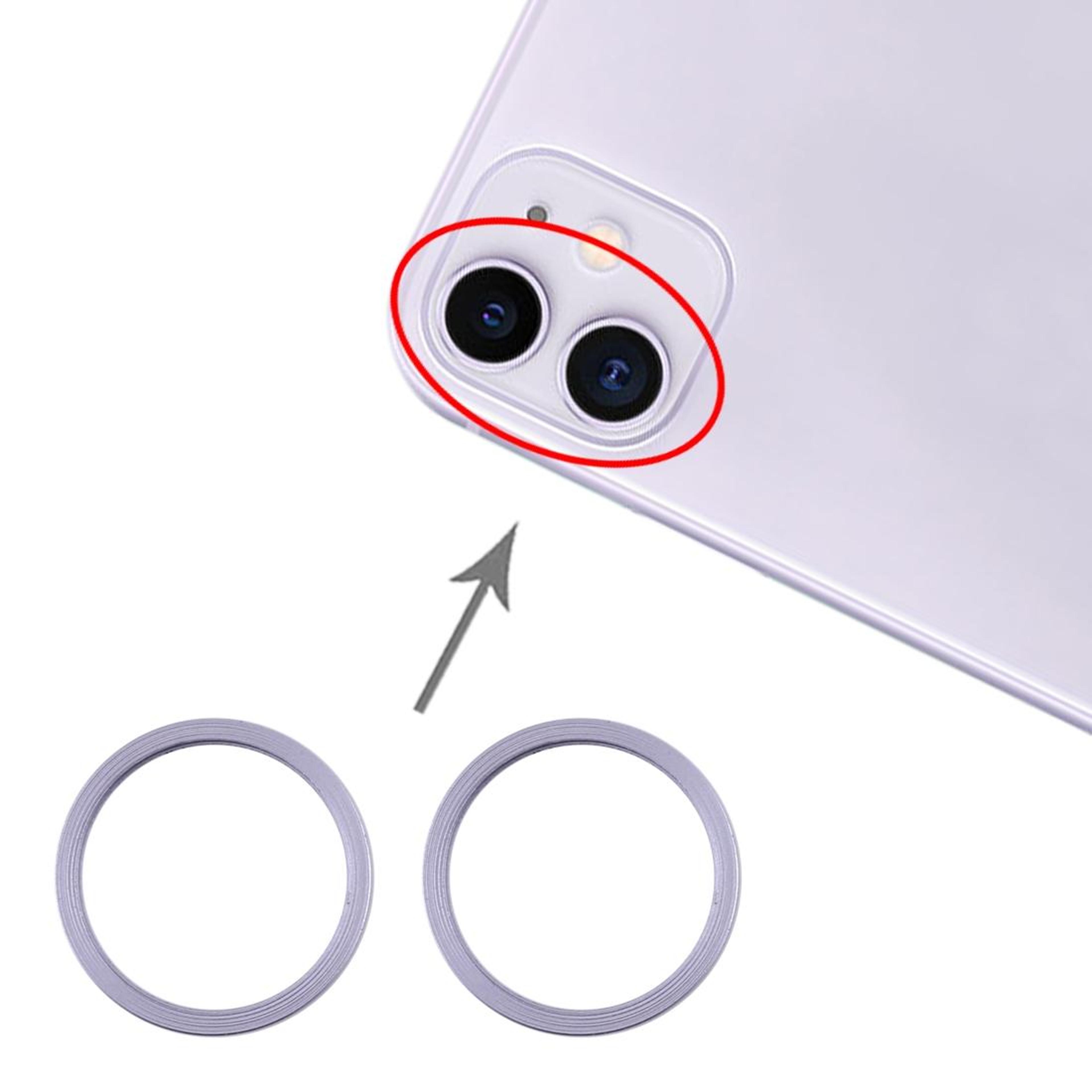 IPhone 11 Rear Camera Lens Metal Protector Ring Replacement Set 2 PCS 3