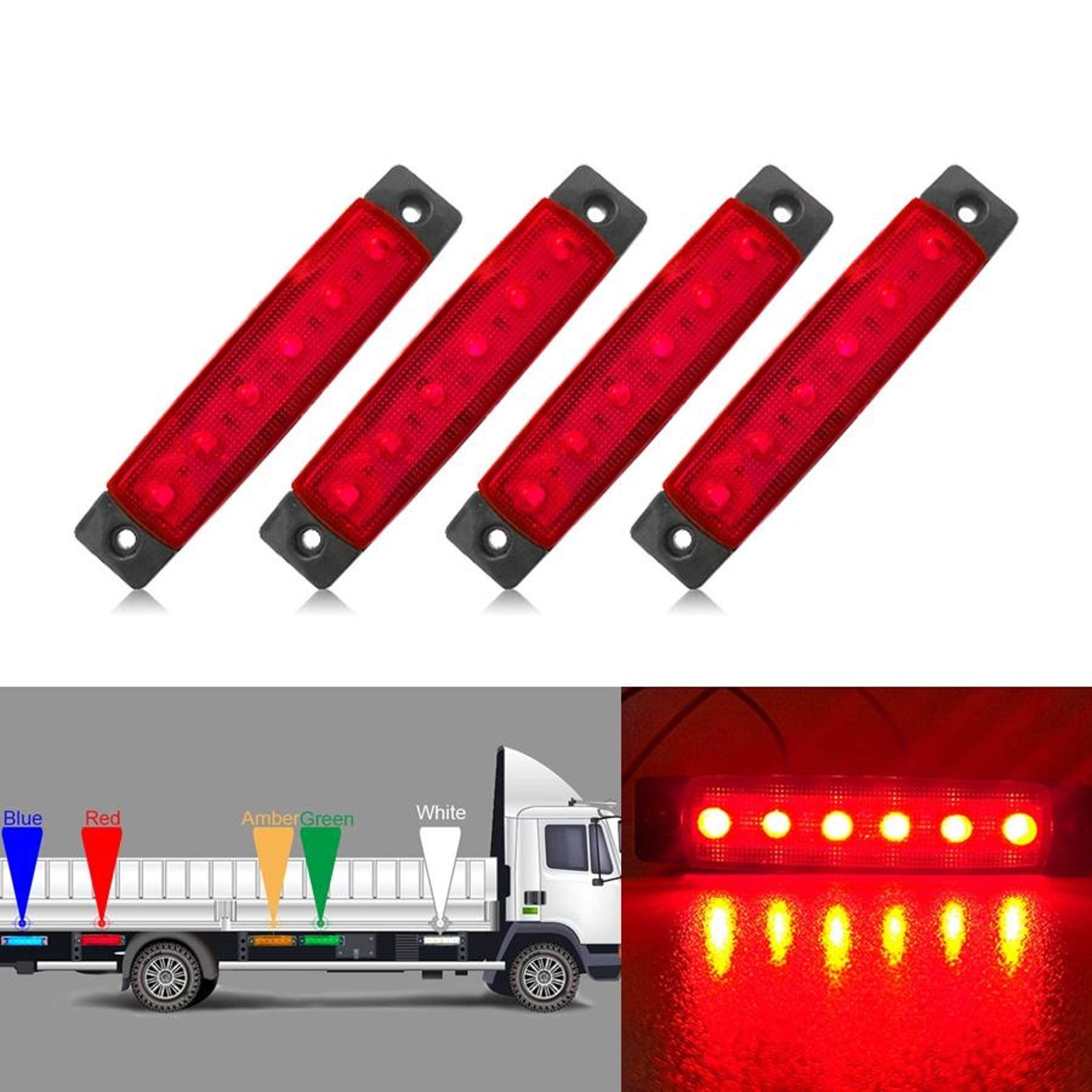 LED Side Marker Trailer Lights 4Pack 6SMD Waterproof Clearance Lamps For Trucks  Trailers 4