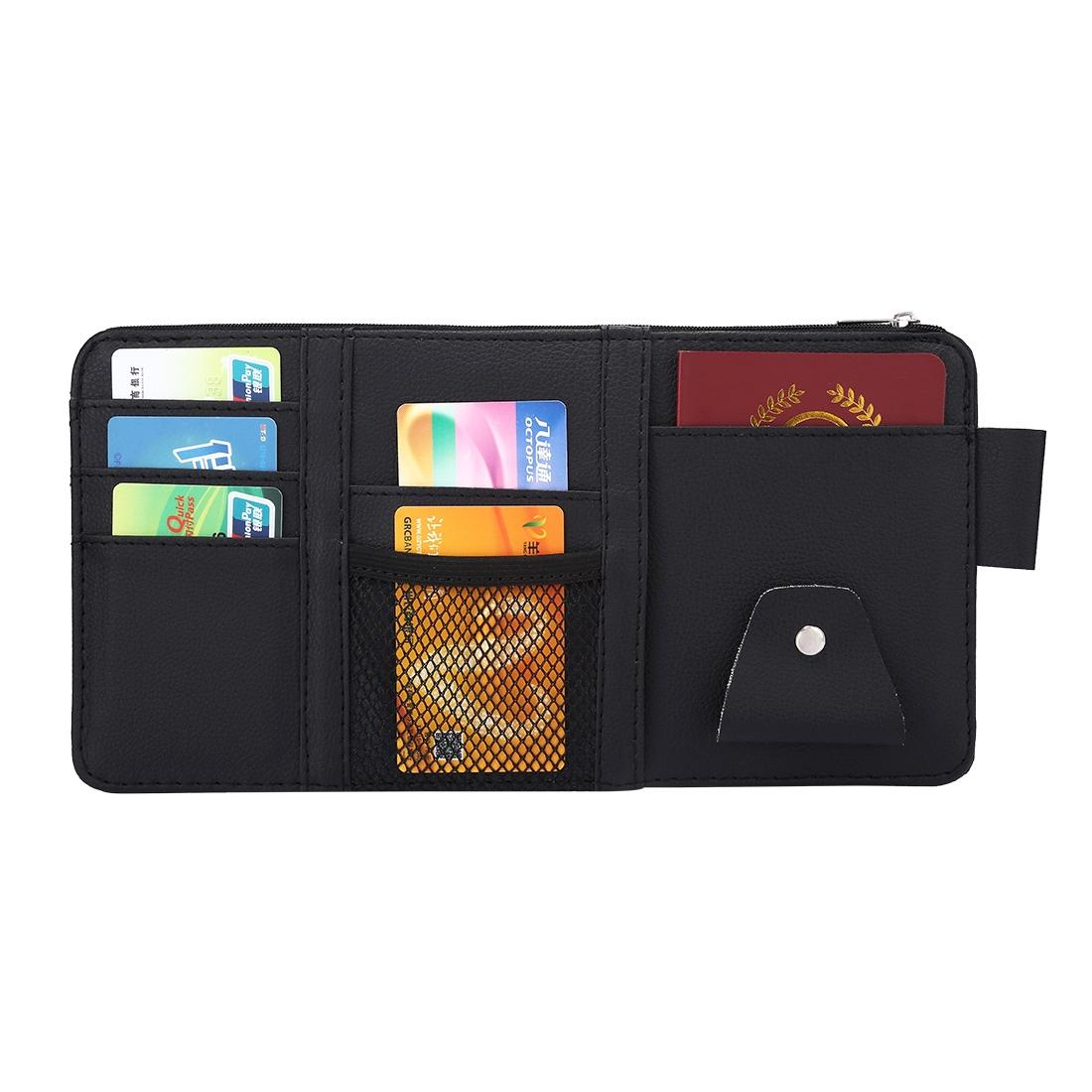 Premium PU Leather Car Sun Visor Organizer  CD Holder With Card Storage 1
