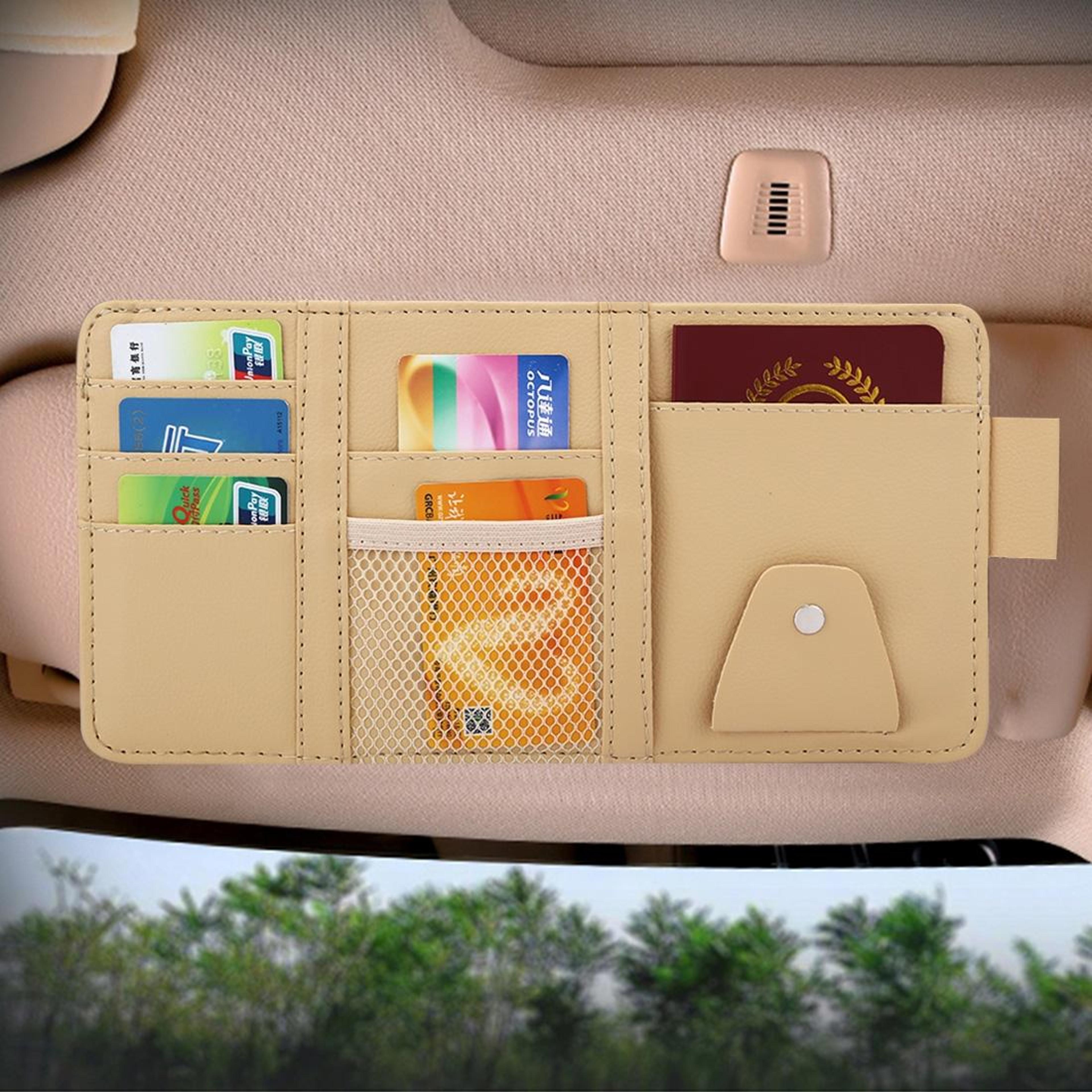 Premium PU Leather Car Sun Visor Organizer  CD Holder With Card Storage 6