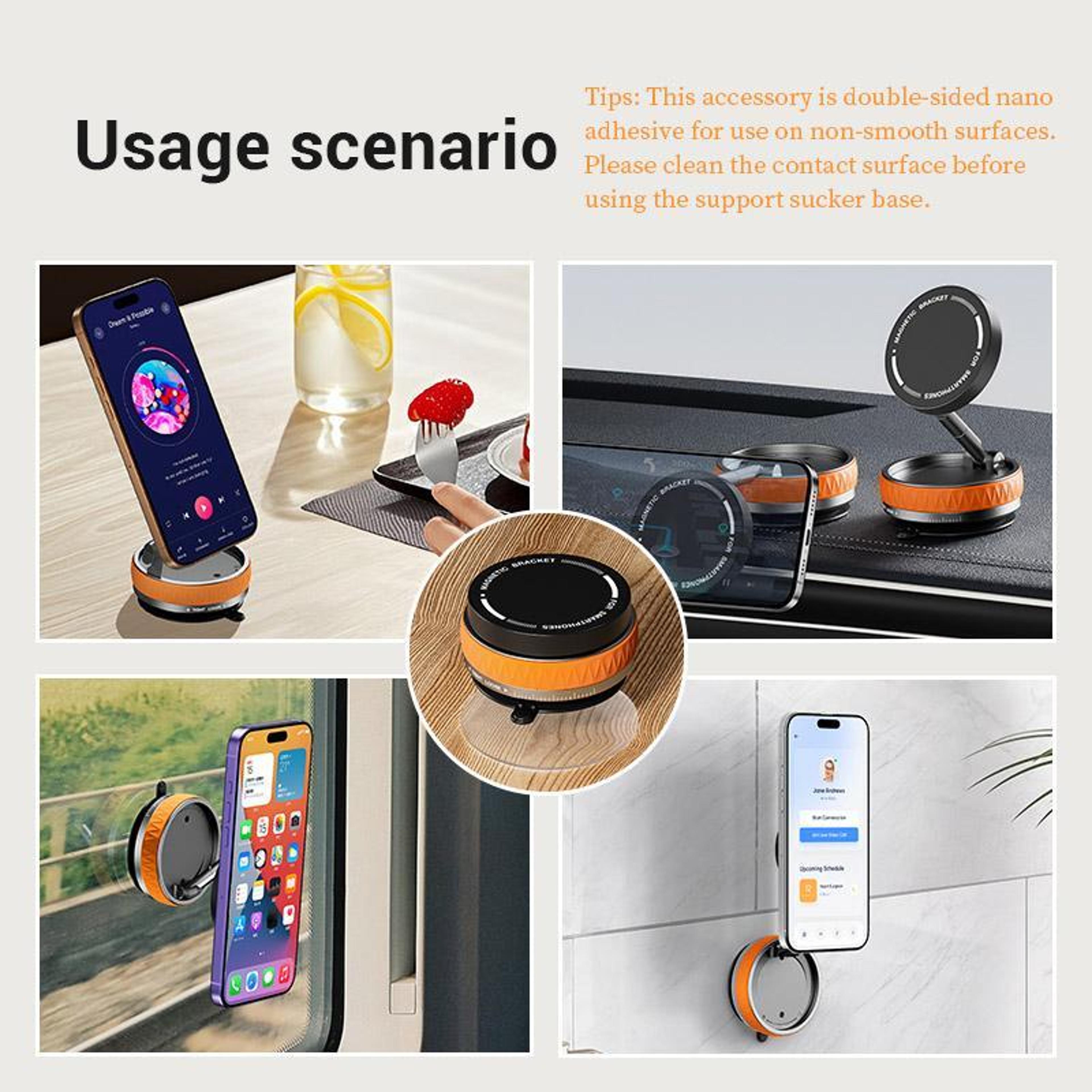 360 Magnetic Phone Holder For Car Vacuum Suction Rotatable Foldable Car Phone Mount 6