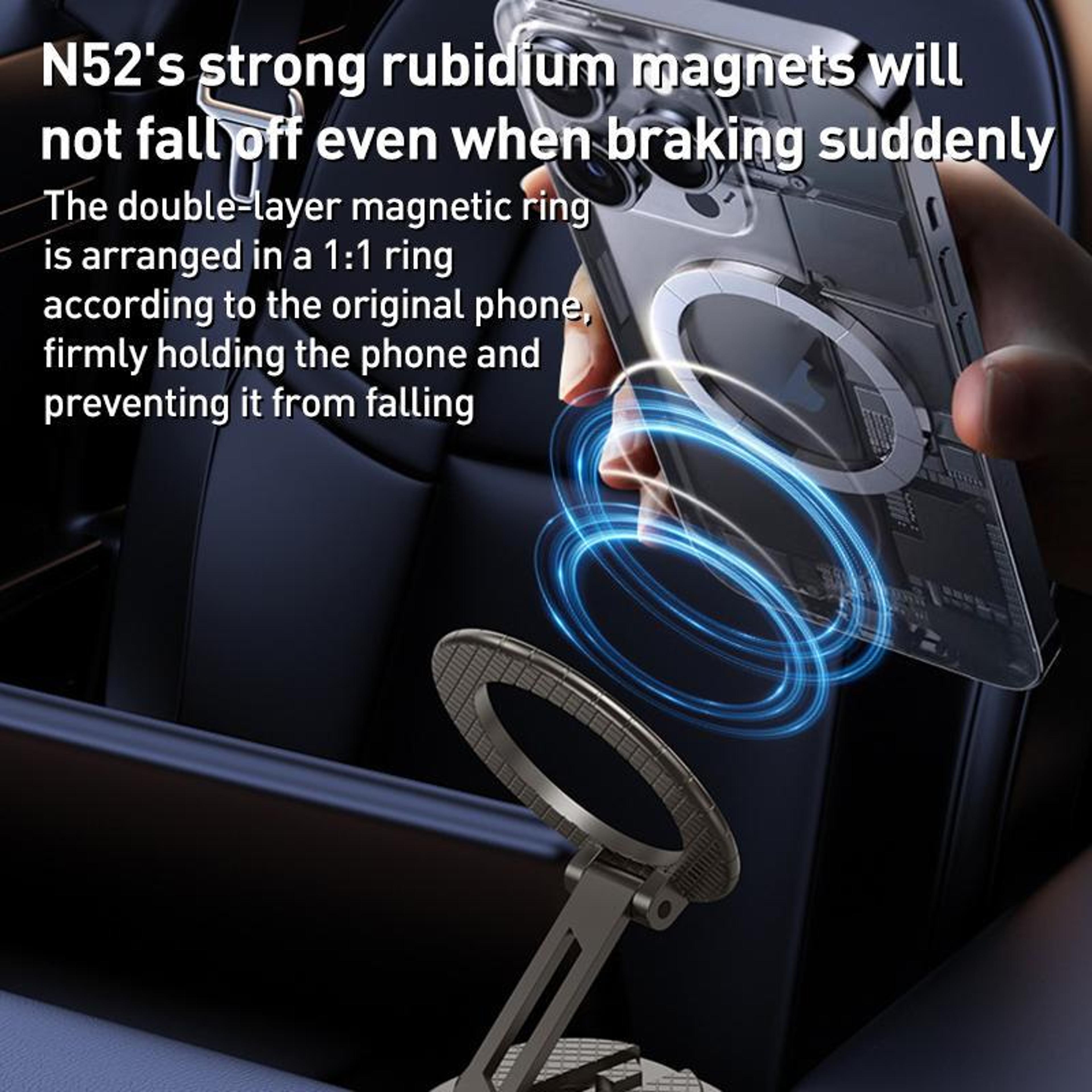 Magnetic Car Phone Holder With Vacuum Suction 360 Foldable Dashboard Phone Mount 7