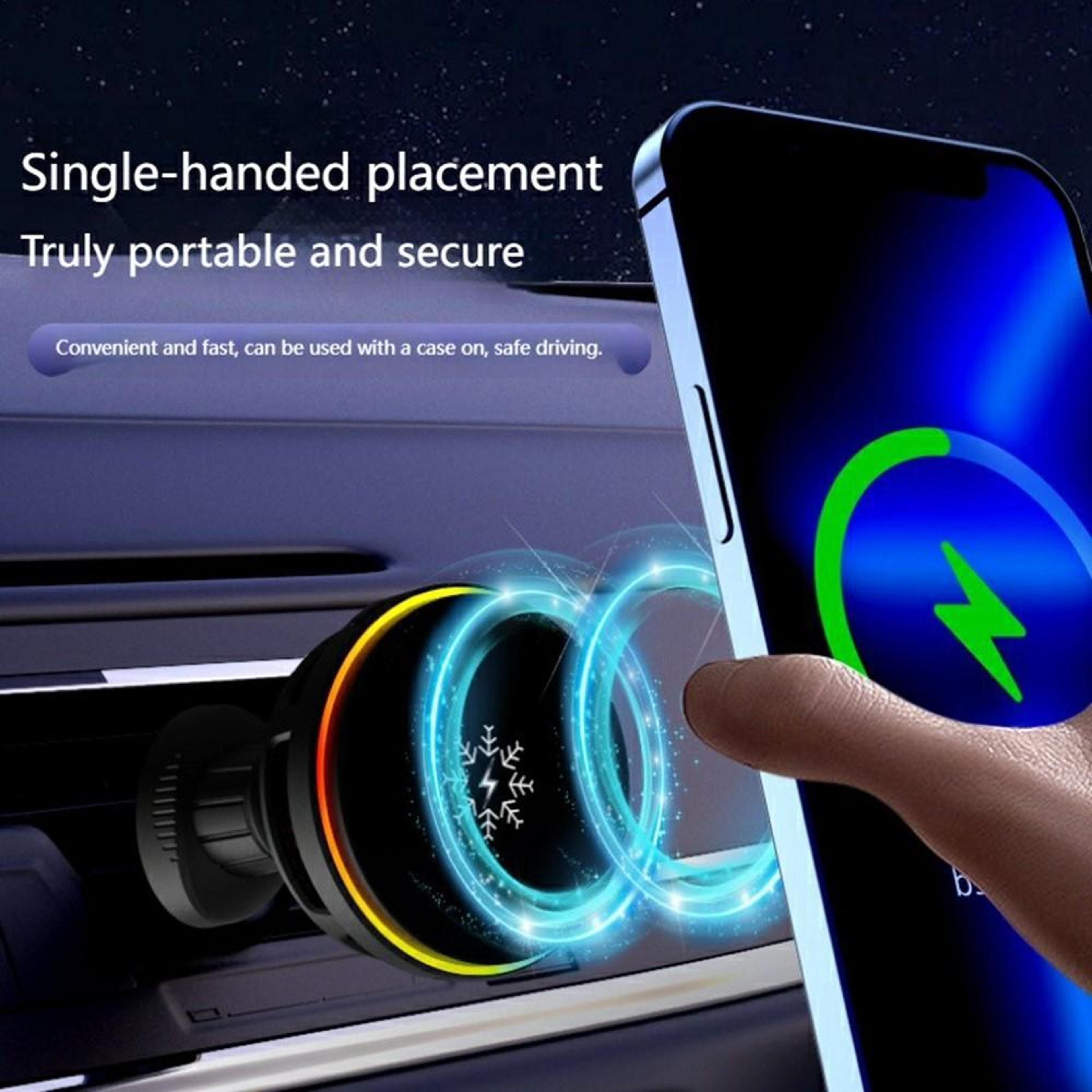 S32 15W Magnetic Wireless Car Charger With Semiconductor Cooling Fast Charging Phone Holder 4