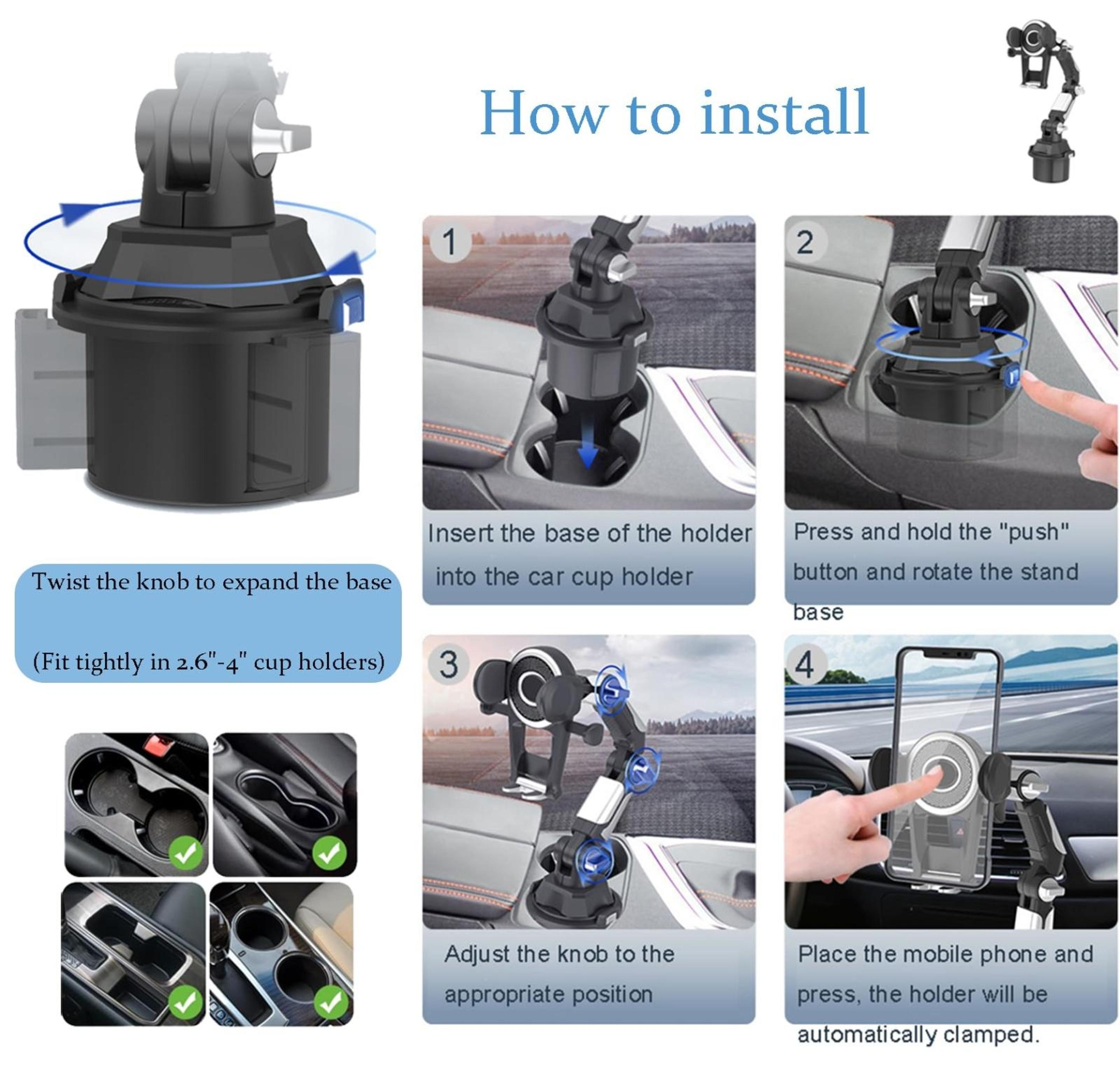Universal Car Cup Phone Holder Adjustable 360 Rotating Car Phone Mount For 4 To 7 Inch Smartphones 7