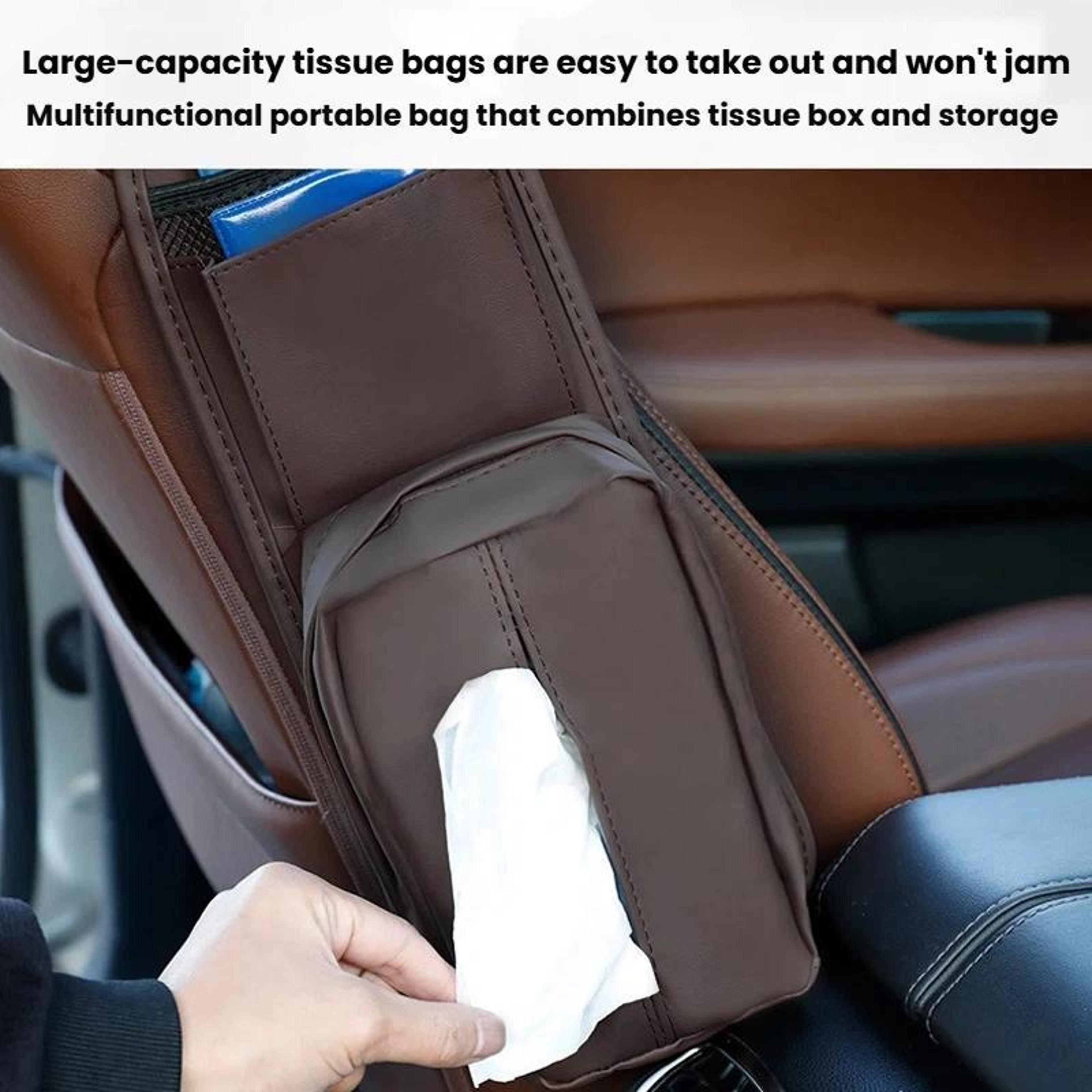 Car Seat Organizer Leather Tissue Holder Storage Pocket For Easy InCar Organization 2