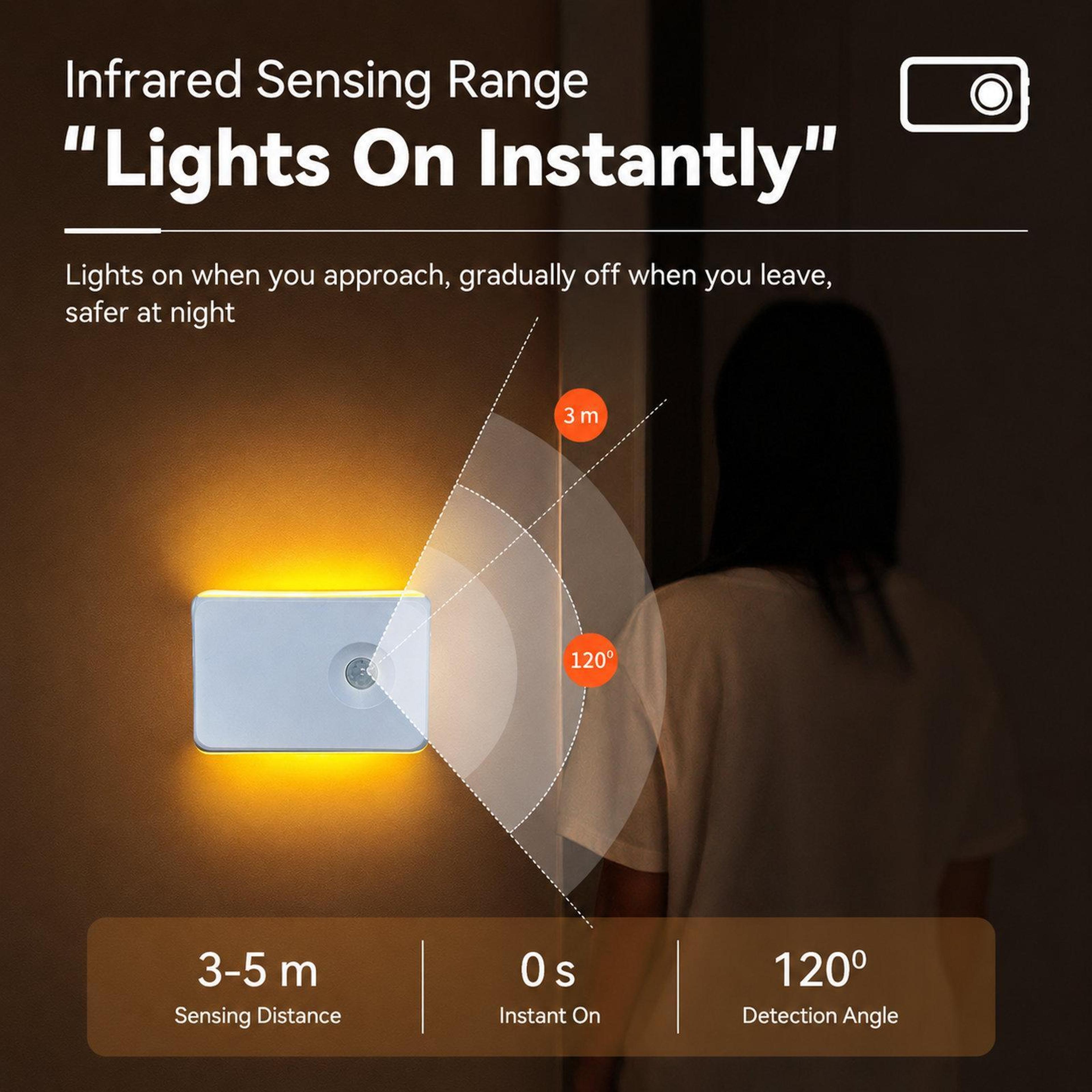 Rechargeable Motion Sensor Night Light Magnetic LED Wall Sconce For Hallway Bedroom And Stairs 6