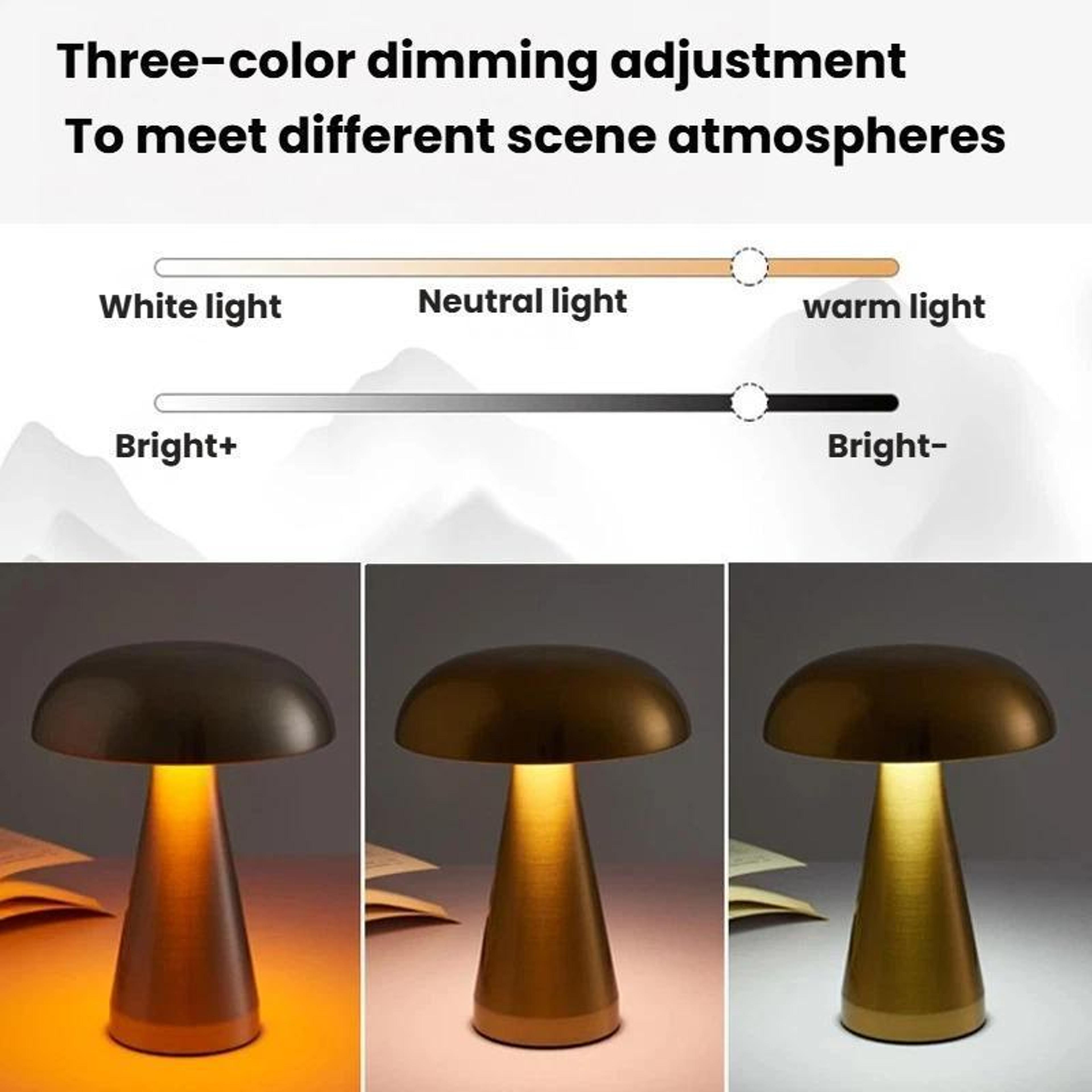 Rechargeable Mushroom Lamp Touch Dimmable LED Table Lamp For Bedside Restaurant And Home Decor 2