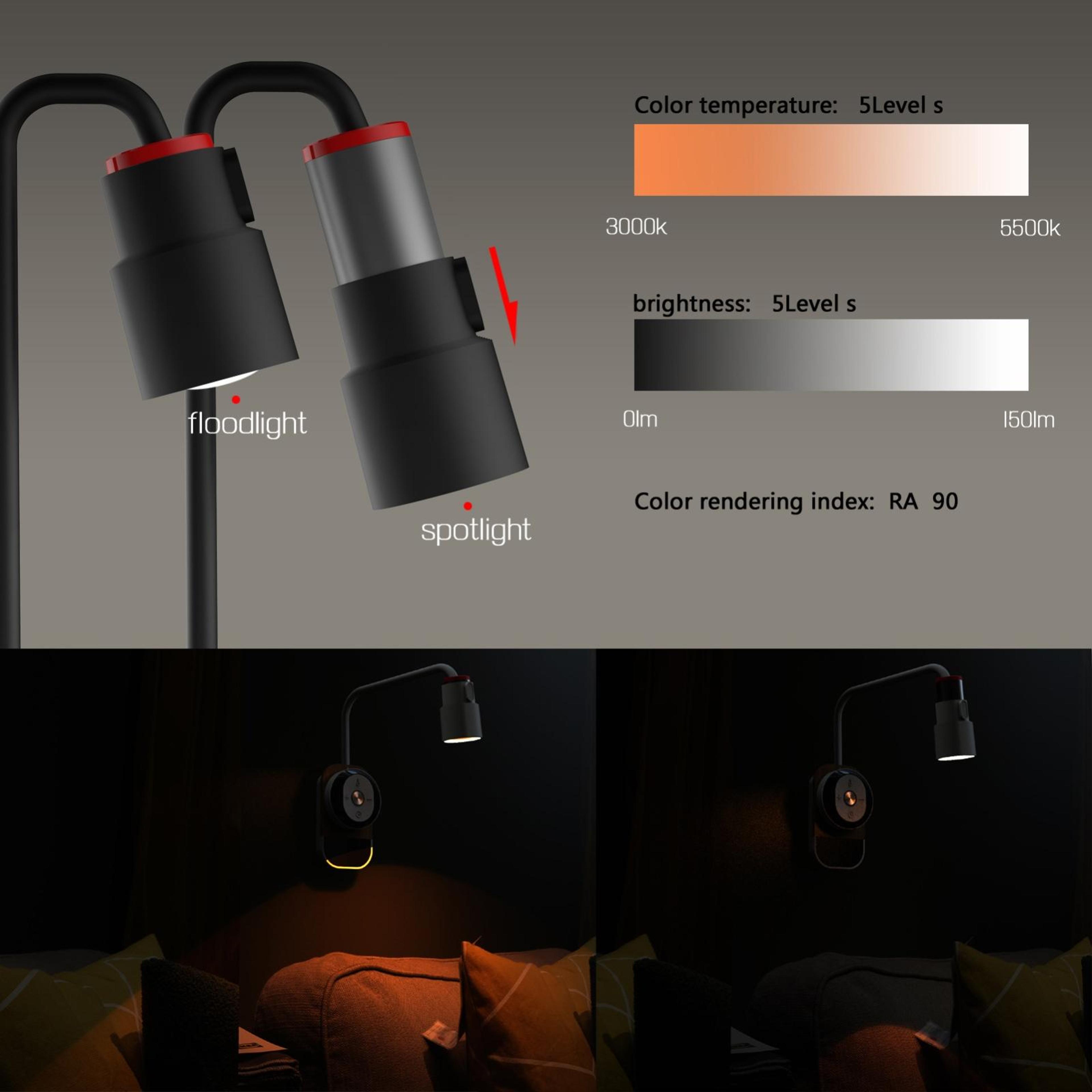 LED Bedside Lamp Magnetic Wall Lamp With Remote Dimmable Eye Protection Night Light 2