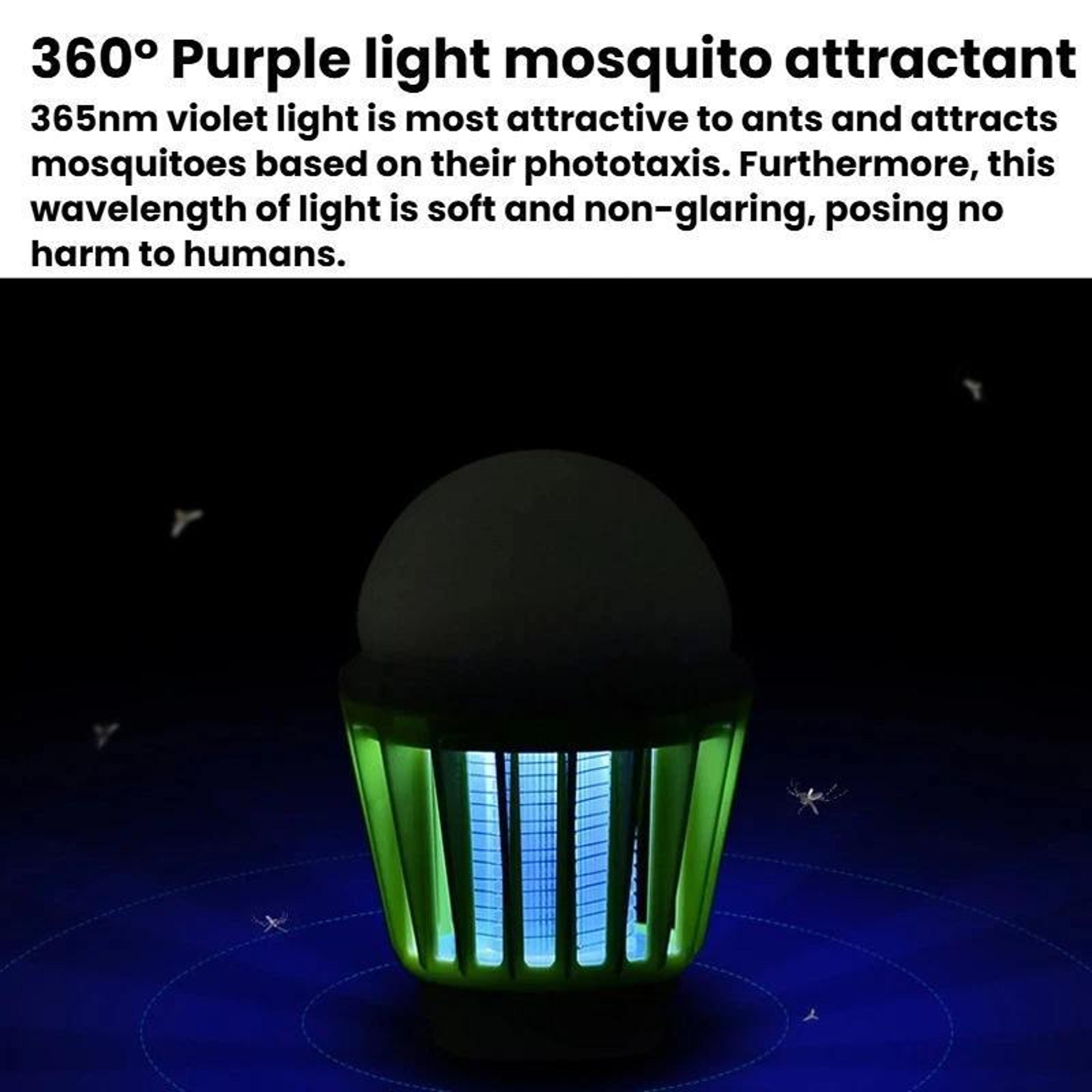 IPX6 Waterproof Mosquito Lamp USB Rechargeable Camping Bug Zapper Light 2