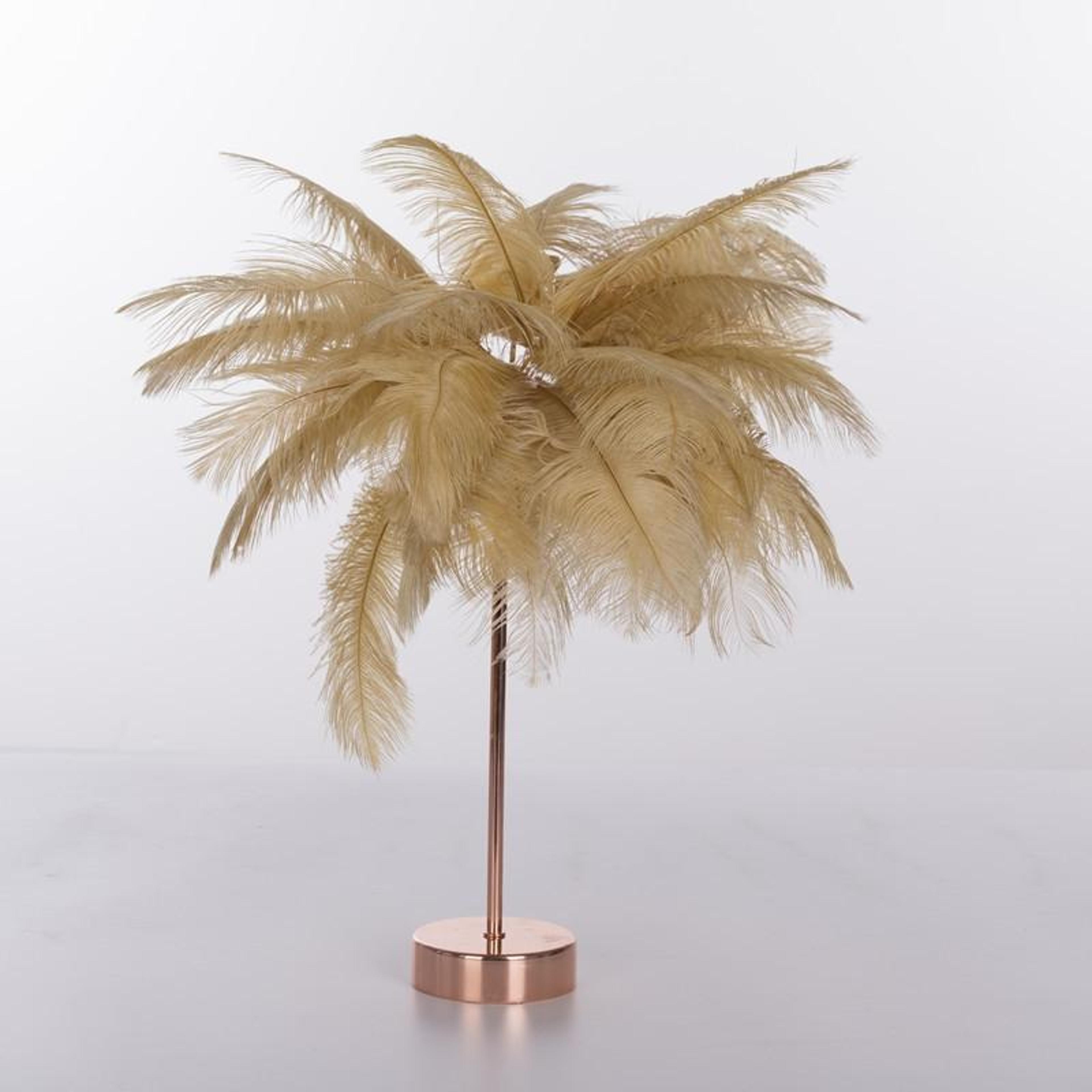 Ostrich Feather Table Lamp LED Feather Night Light Wireless Decorative Bedroom Lamp With Remote Con 1