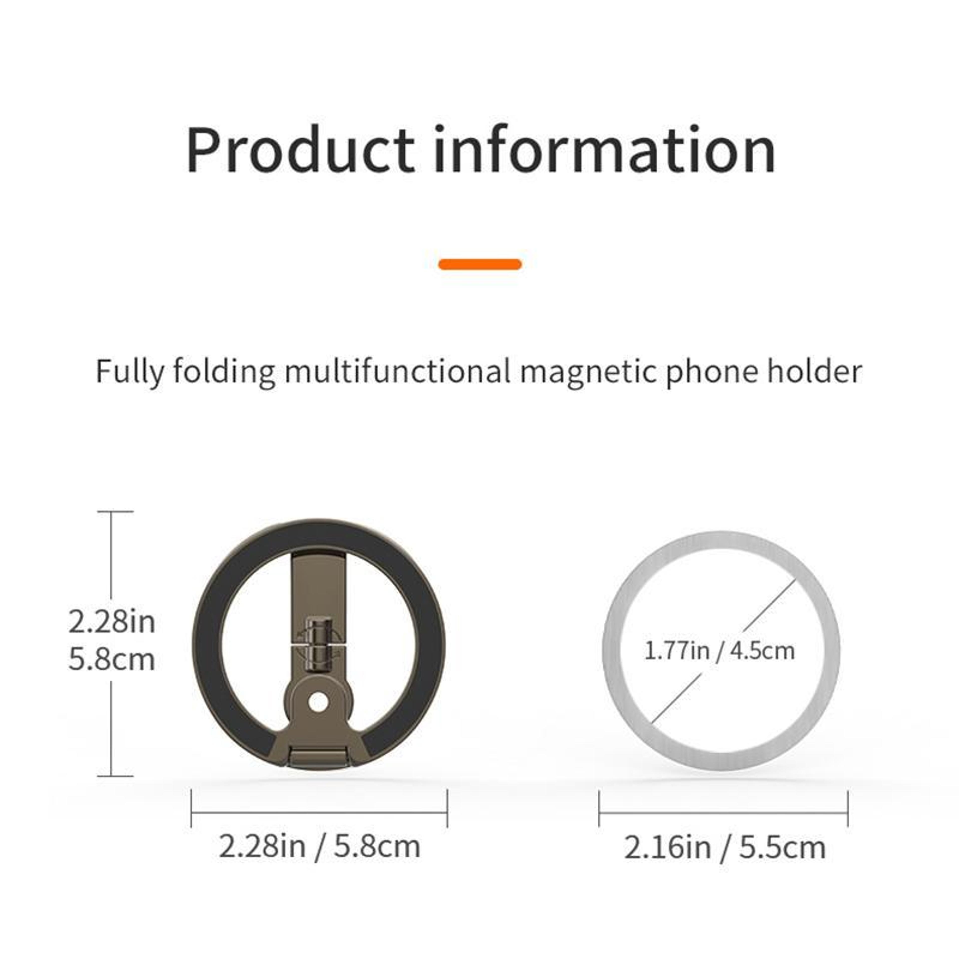Magnetic Phone Holder With 360 Rotating Foldable Ring Stand Double Sided MagSafe Compatible Grip 9