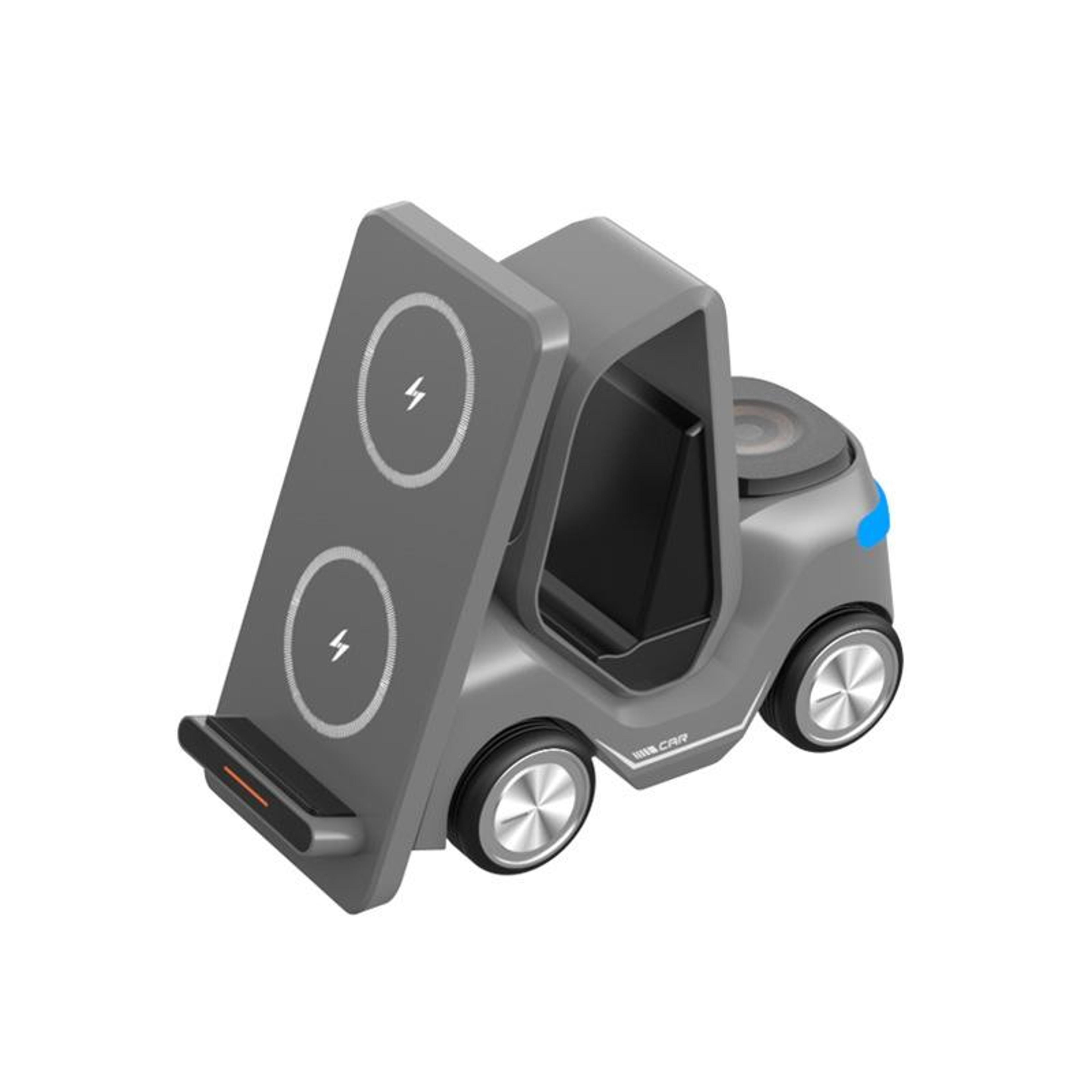 15W Wireless Charging Station Forklift Desktop 3 In 1 Wireless Charger With LED Ambient Light 11
