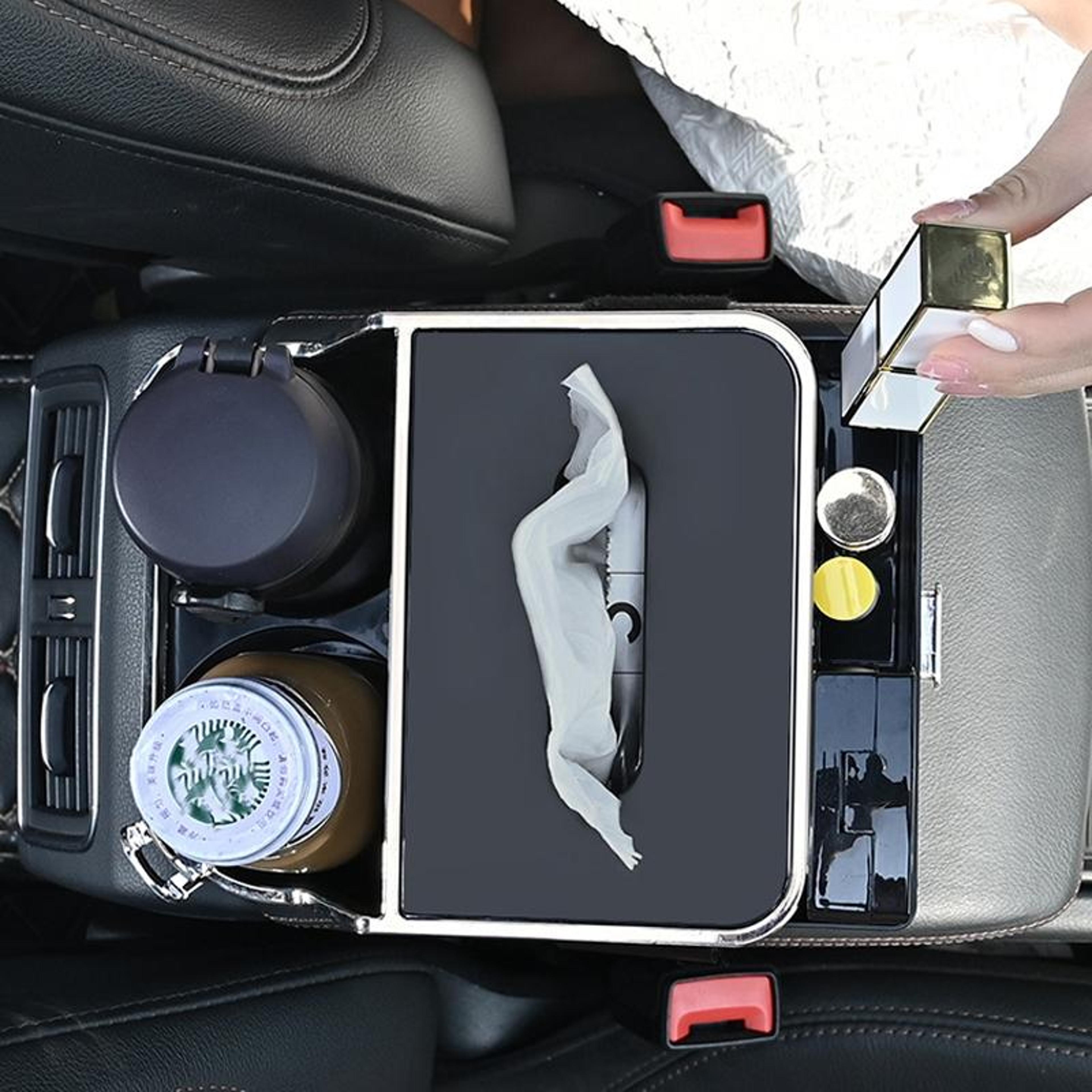 Multifunction Car Tissue Holder And Car Armrest Organizer Storage Box With Drawer 4