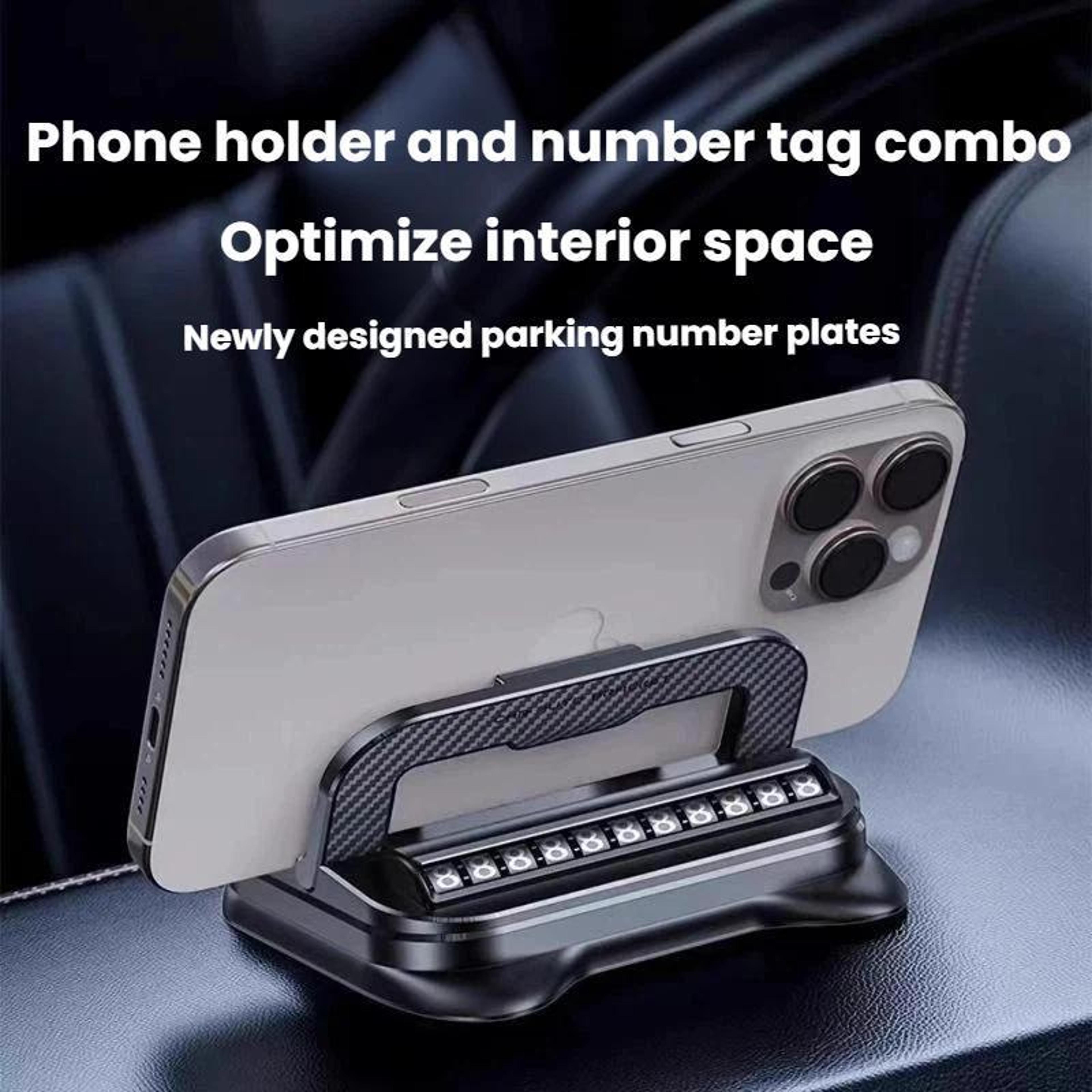 2 In 1 Car Phone Holder With Number Plate 360 Rotating Dashboard Phone Mount 2