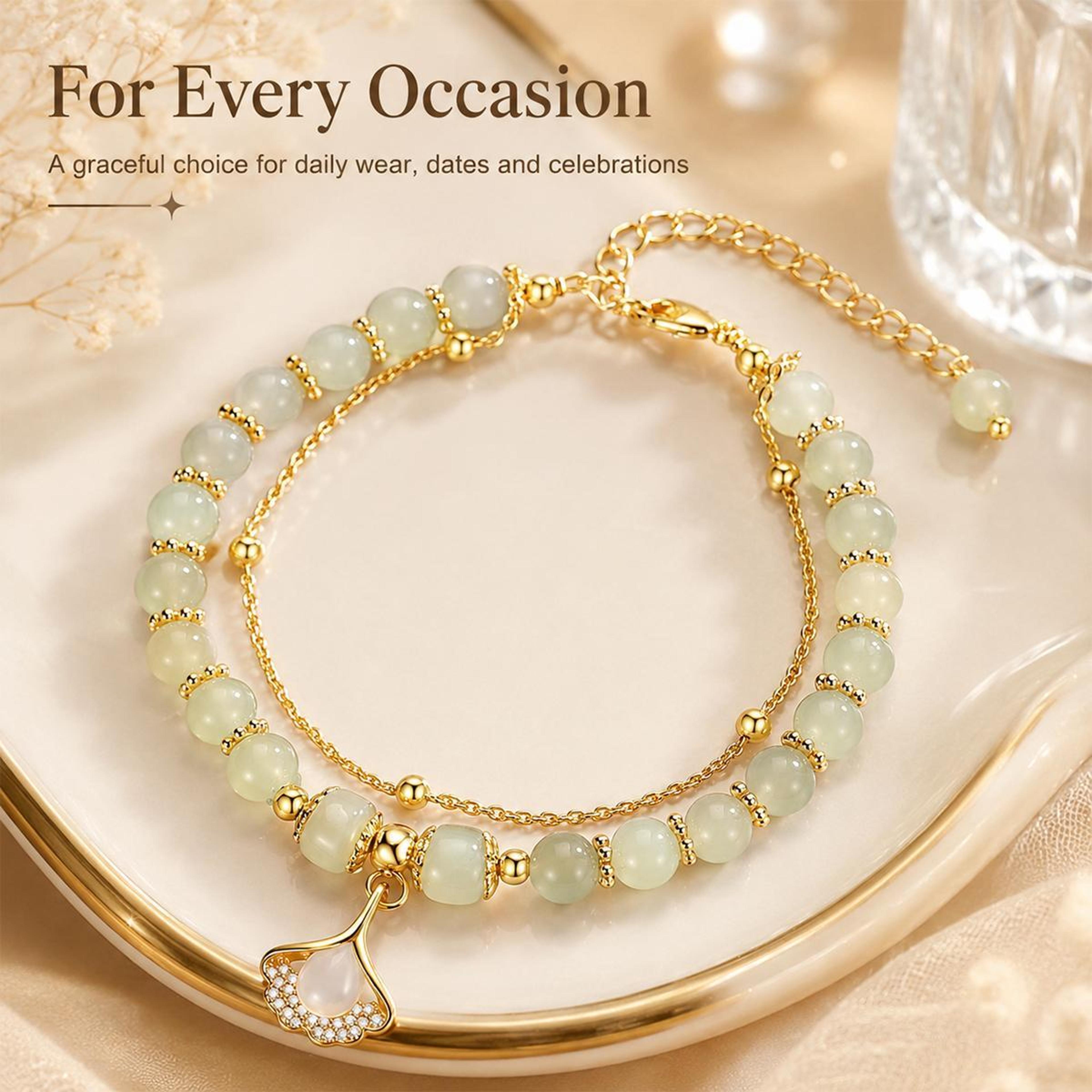 Apricot Charm Bracelet For Women Lucky Fortune Adjustable Fashion Jewelry 8