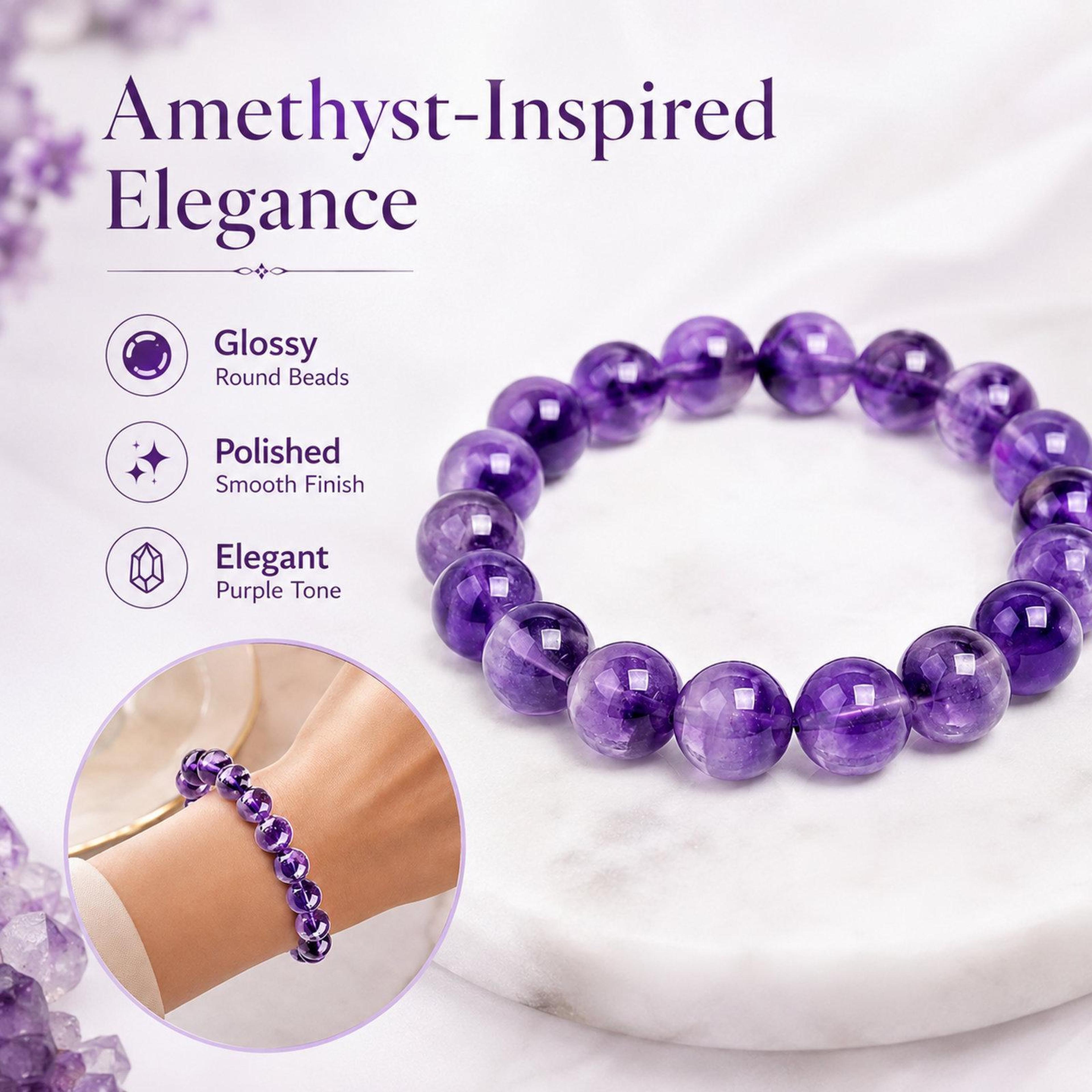 Natural Amethyst Bracelet Crystal Healing Stretch Purple Gemstone Bracelet For Meditation And Mindf 1