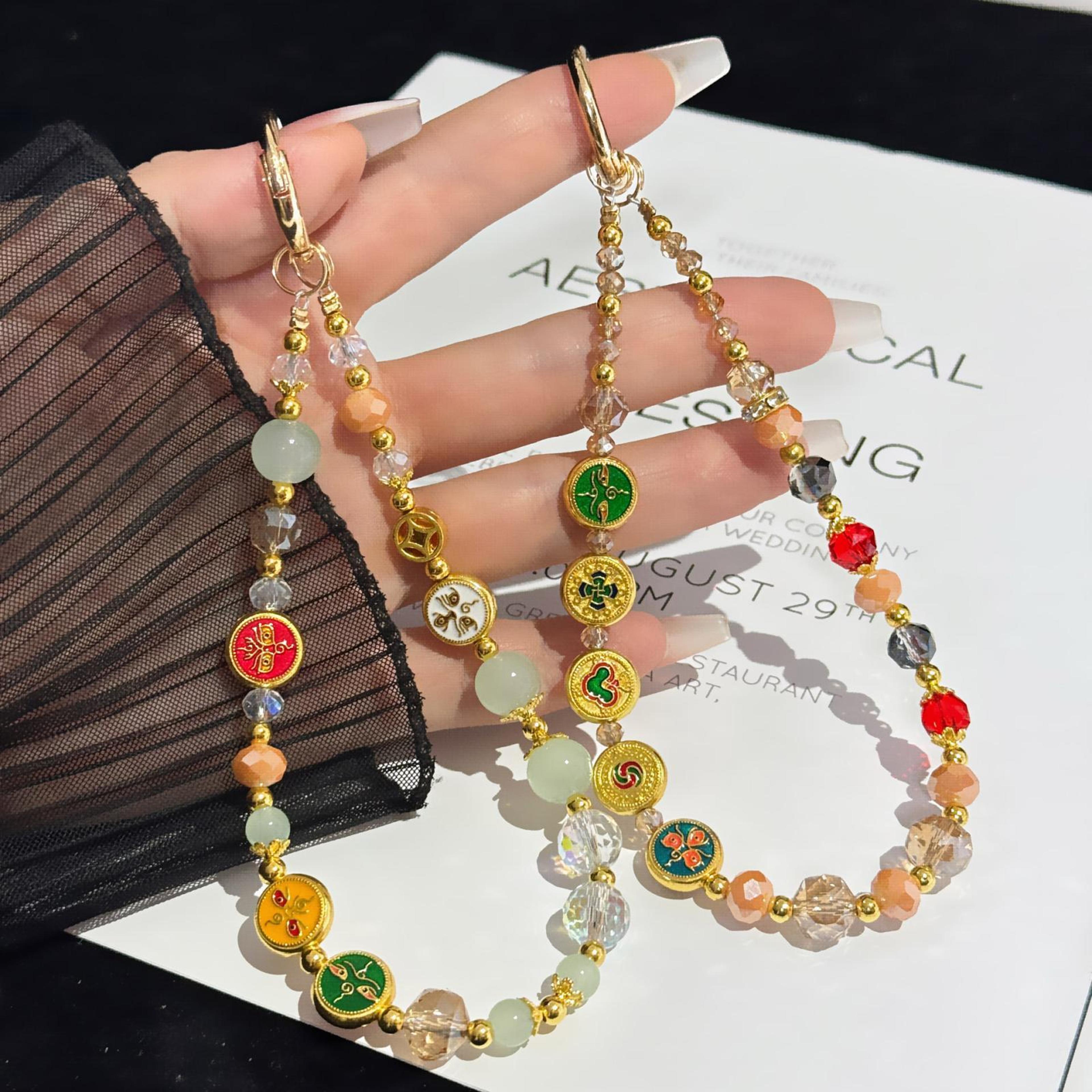 Lucky Charm Crystal Phone Wrist Strap Anti Drop Phone Lanyard With Patch 3