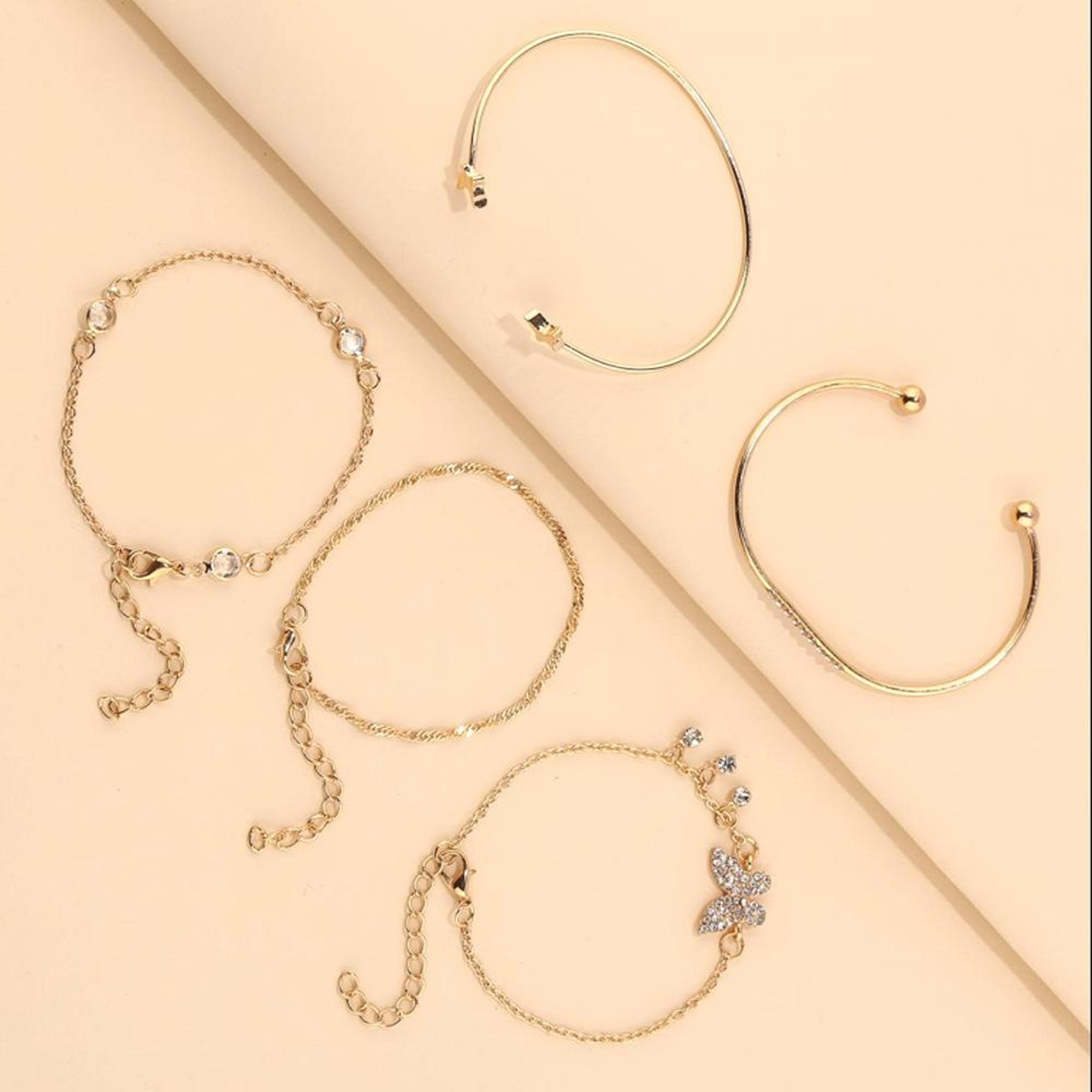 Bohemian Butterfly Bracelet Set Crystal Butterfly Bracelets Stackable Adjustable Cuff Bangles For W 2