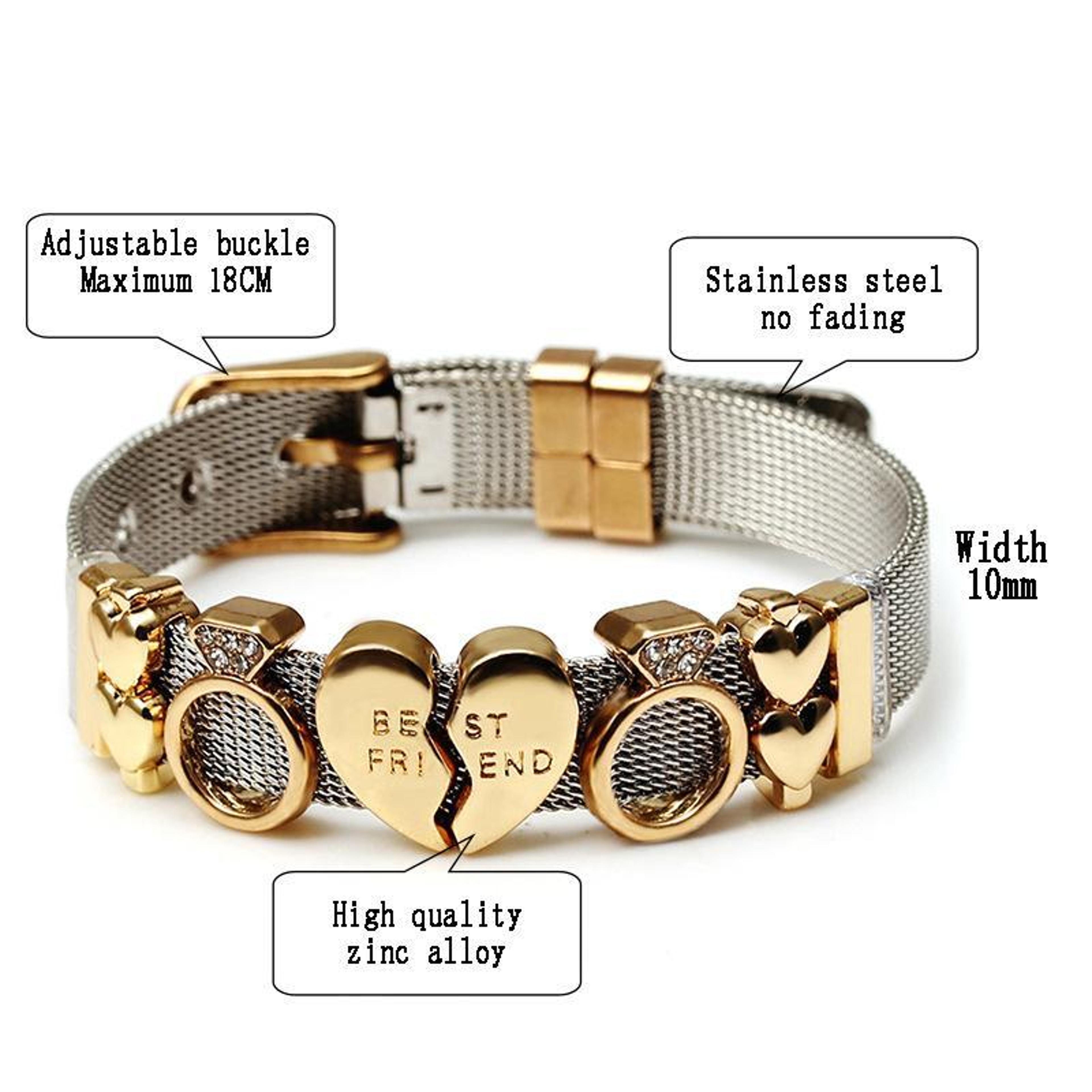 Two Tone Stainless Steel Bracelet Heart Mesh Couple Bracelet With Electroplated Finish 2
